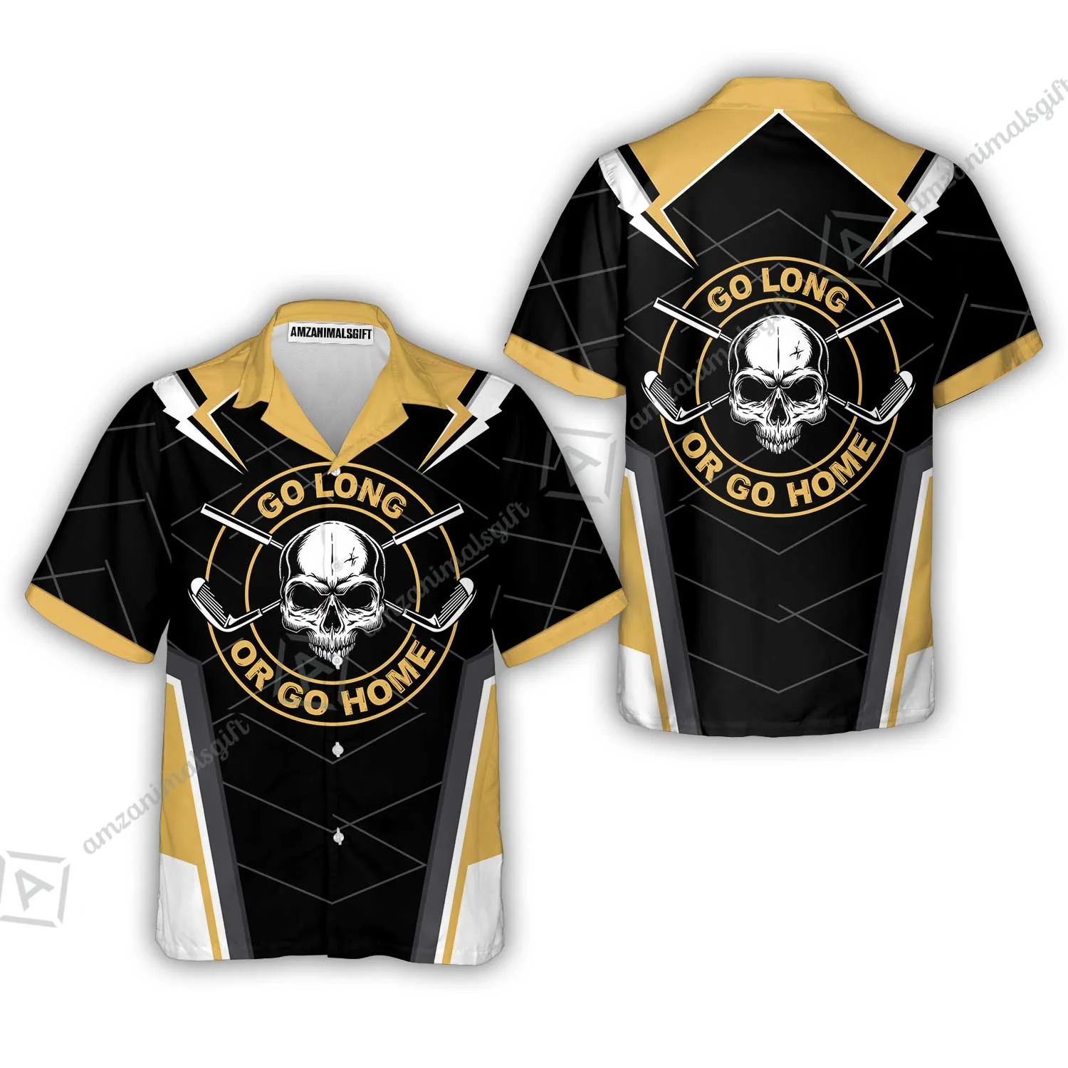 Go Long Or Go Home Golf Zip Polo Shirt, Black Skull Golf Shirt For Men, Cool Golfing Shirt With Sayings Zip Polo Shirt - Image 5