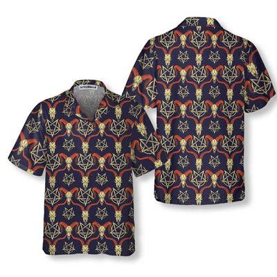 Goat Hawaiian Shirt, Goat Head Satanic Aloha Shirt For Men - Perfect Gift For Men, Husband, Boyfriend, Friend, Family