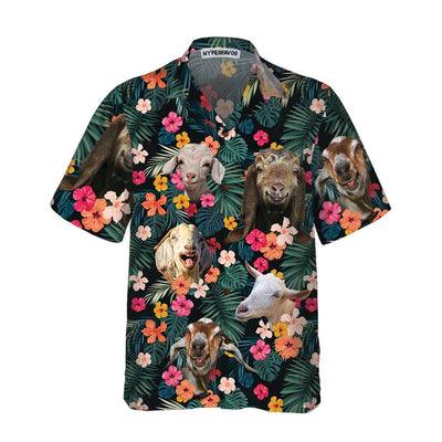 Goat Hawaiian Shirt, Tropical Flowers And Leaves Aloha Shirt For Men - Perfect Gift For Men, Husband, Boyfriend, Friend, Family - Image 3