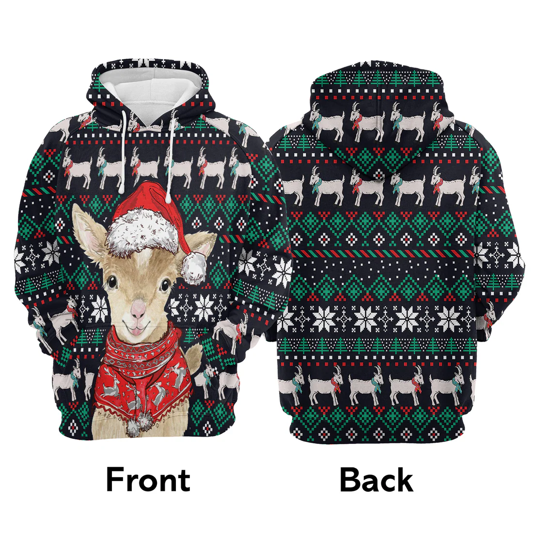 Goat Premium Christmas Hoodie, Cute Goat Christmas Unisex Hoodie For Men & Women - Perfect Gift For Christmas, Friends, Family - Image 3