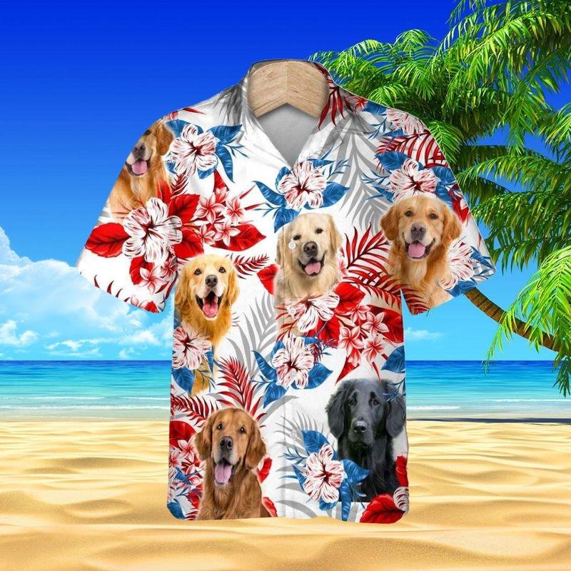 Golden Retriever Aloha Hawaiian Shirt - Golden Retriever In Beach Hawaiian Shirt, Tropical Leaves Hawaiian Shirt For Men & Women, Dog Lover