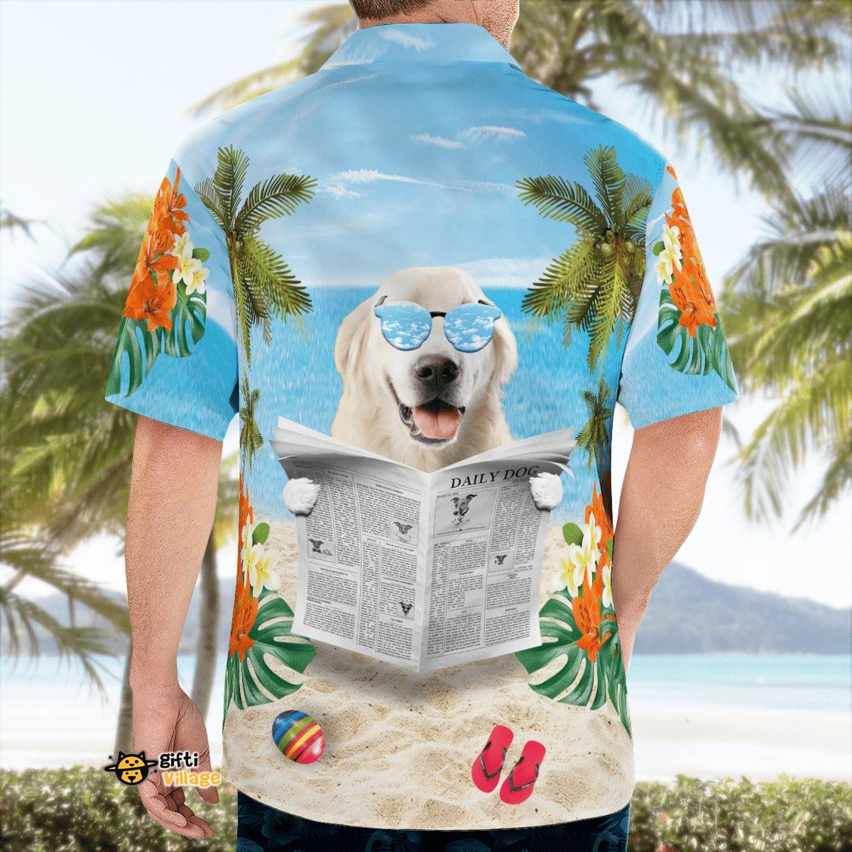 Golden Retriever Aloha Hawaiian Shirt - Summer Beach Tropical Leaves Hawaiian Shirt For Summer - Perfect Gift For Dog Lovers Friend, Family - Image 3