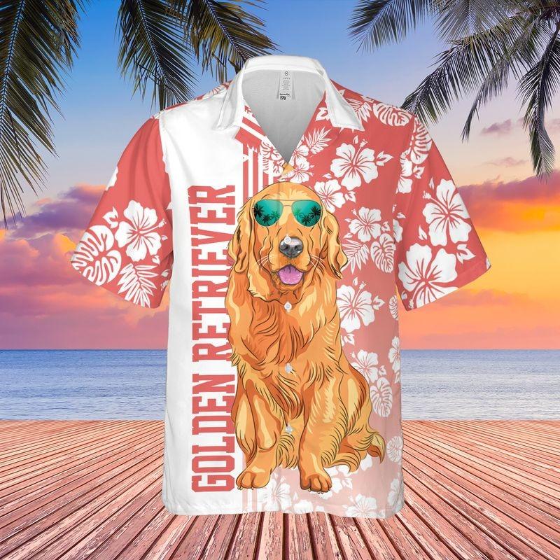 Golden Retriever Aloha Hawaiian Shirt, Tropical Leaves Hawaiian Shirt, Golden Retriever Sunglass Hawaiian Shirt For Men & Women,Golden Retriever Lover - Image 2