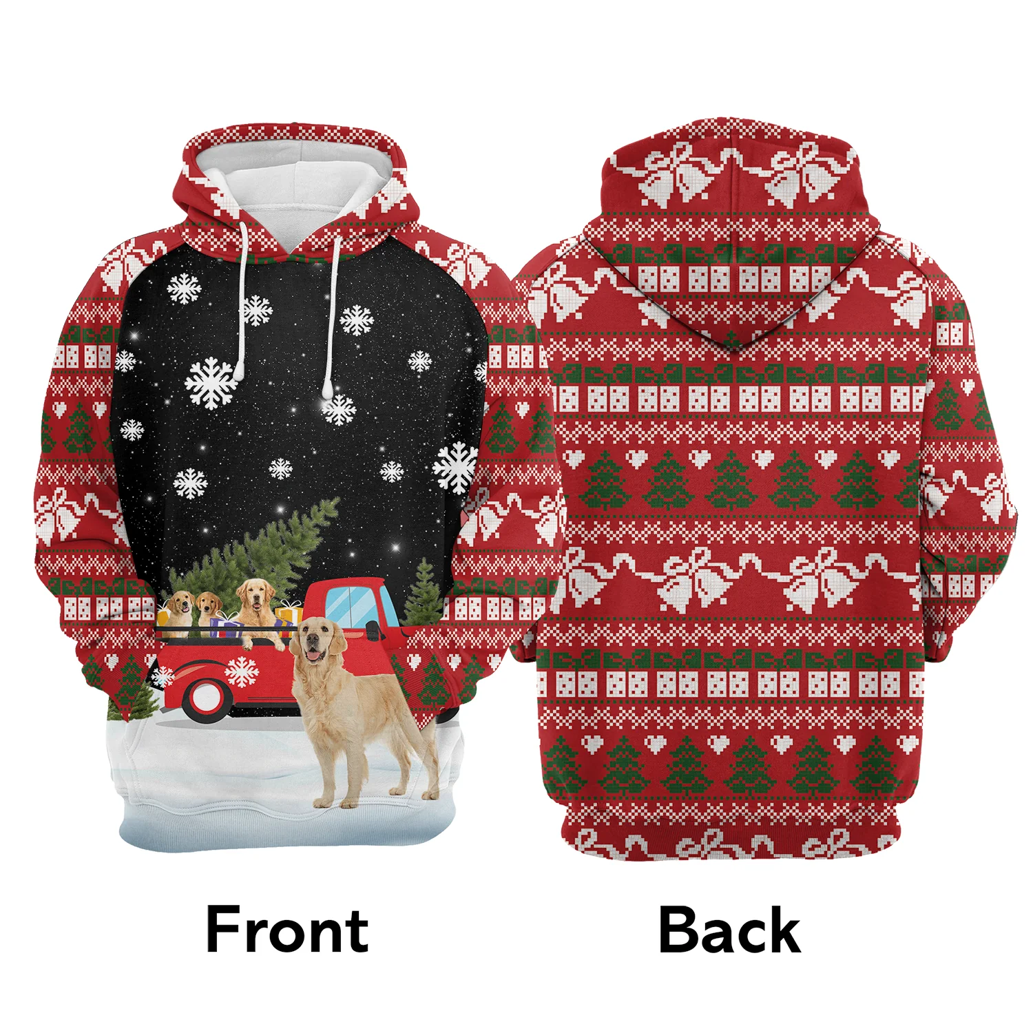 Golden Retriever Family Christmas Night Pullover Premium Hoodie, Perfect Outfit For Men And Women On Christmas New Year Autumn Winter - Image 2