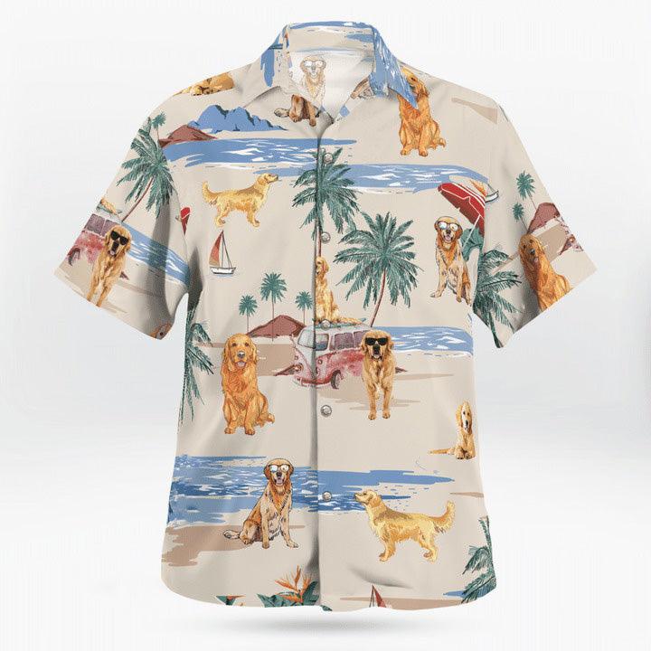 Golden Retriever Hawaiian Shirt, Golden Retriever Beach Pattern Hawaiian Shirt, Aloha Shirt For Summer- Perfect Gift For Men, Women, Dog Lover, Friend - Image 3