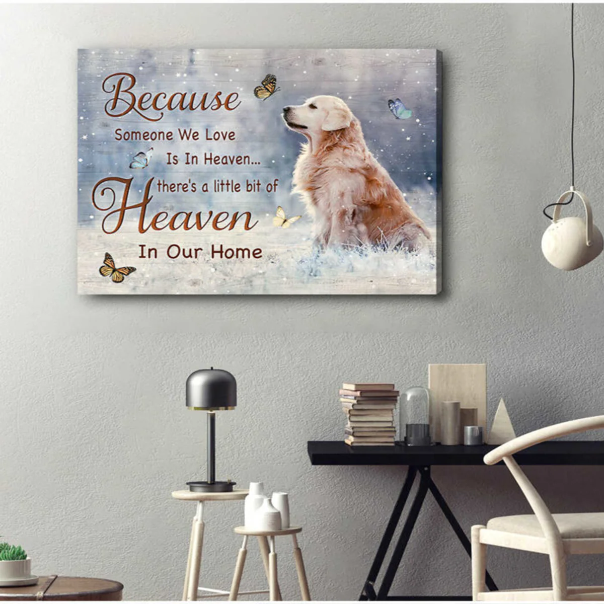 Golden Retriever Landscape Canvas, Because Someone We Love Is In Heaven Canvas, Perfect Gift For Golden Retriever Lovers, Friends, Family - Image 2