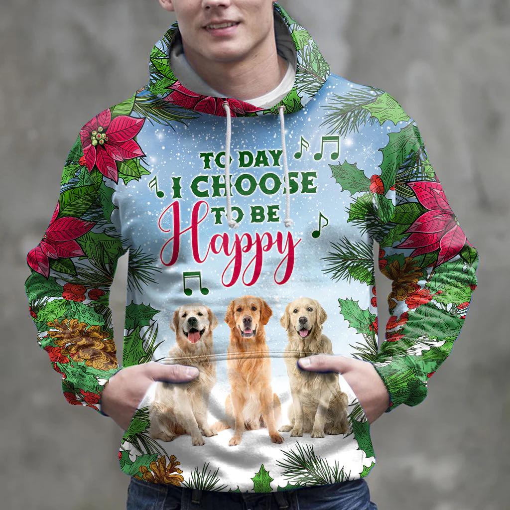 Golden Retriever Pullover Premium Hoodie Today I Choose To Be Happy, Perfect Outfit For Men And Women On Christmas New Year Autumn Winter - Image 2