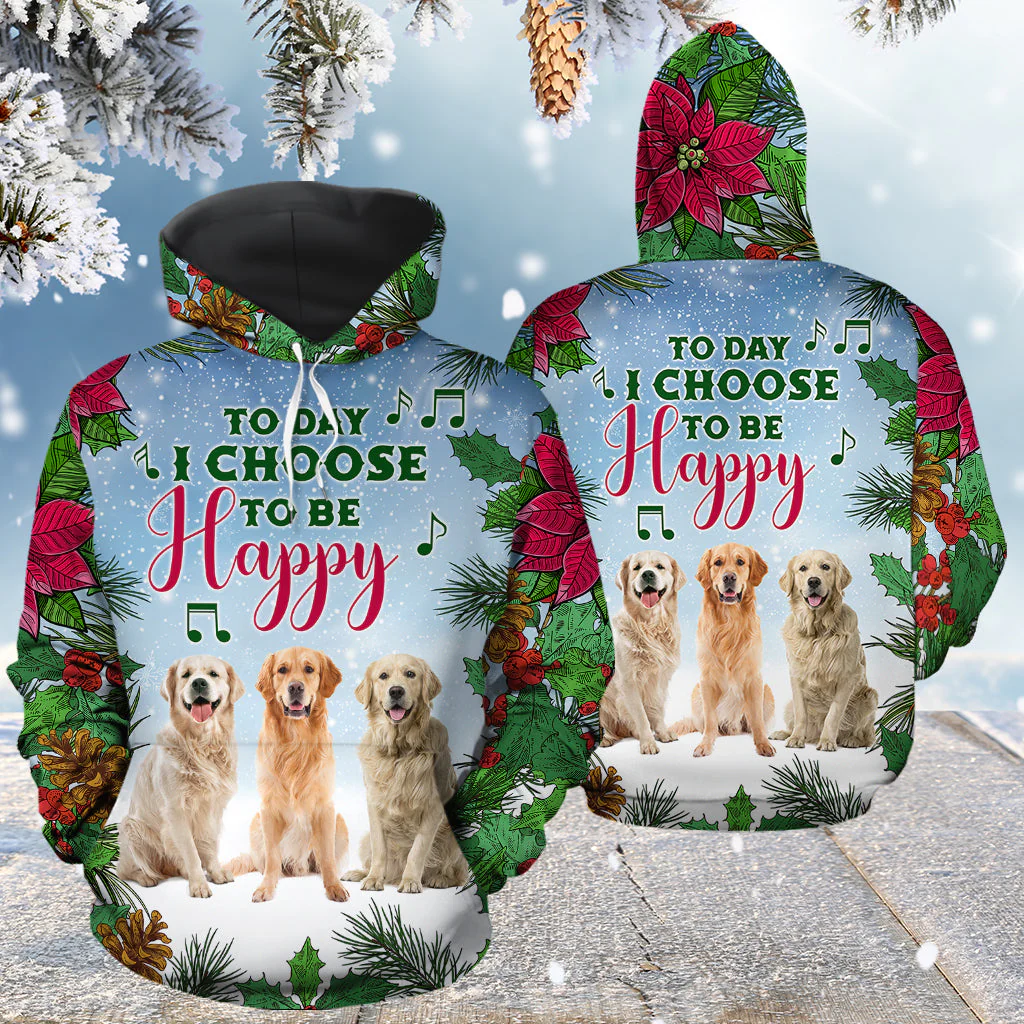 Golden Retriever Pullover Premium Hoodie Today I Choose To Be Happy, Perfect Outfit For Men And Women On Christmas New Year Autumn Winter - Image 3