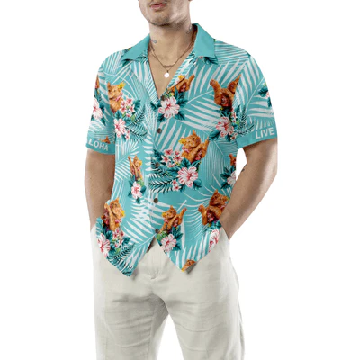 Golden Tabby Cat Hawaiian Shirt, Tropical Summer Flower Aloha Shirt For Men - Perfect Gift For Cat Lovers, Husband, Boyfriend, Friend, Family - Image 5