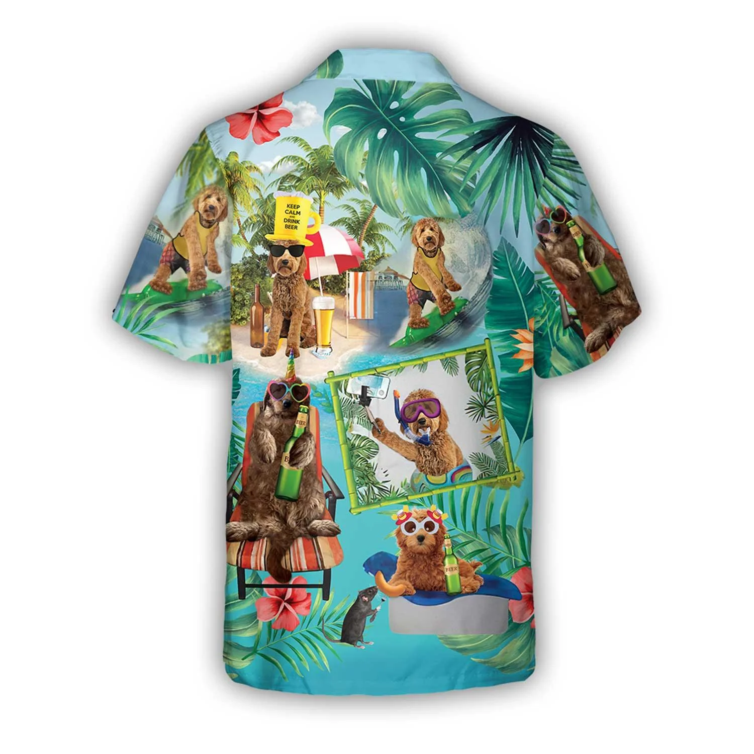 Goldendoodle Hawaiian Shirt, Dog Surfing, Tropical Summer Aloha Shirt For Men - Perfect Gift For Goldendoodle Lovers, Friend, Family - Image 3