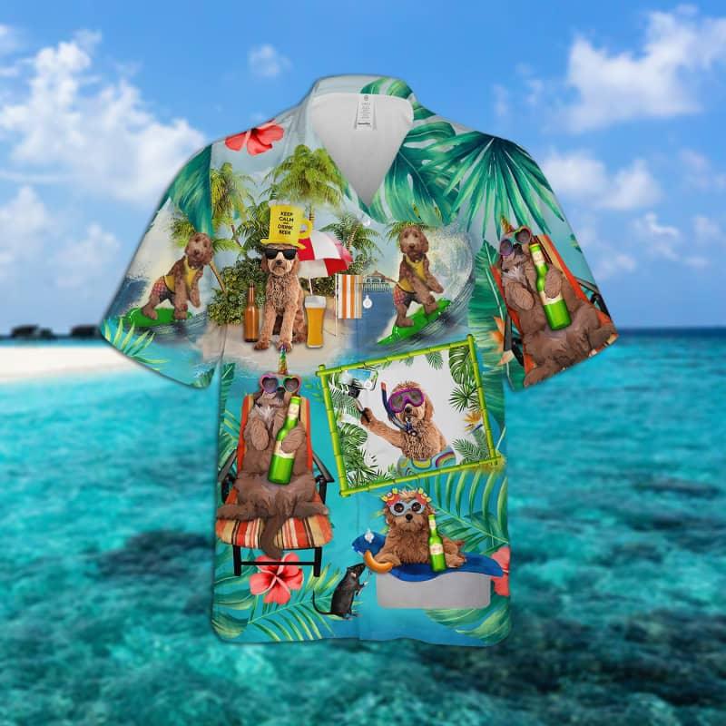 Goldendoodle Hawaiian Shirt, Dog Surfing, Tropical Summer Aloha Shirt For Men - Perfect Gift For Goldendoodle Lovers, Friend, Family - Image 5