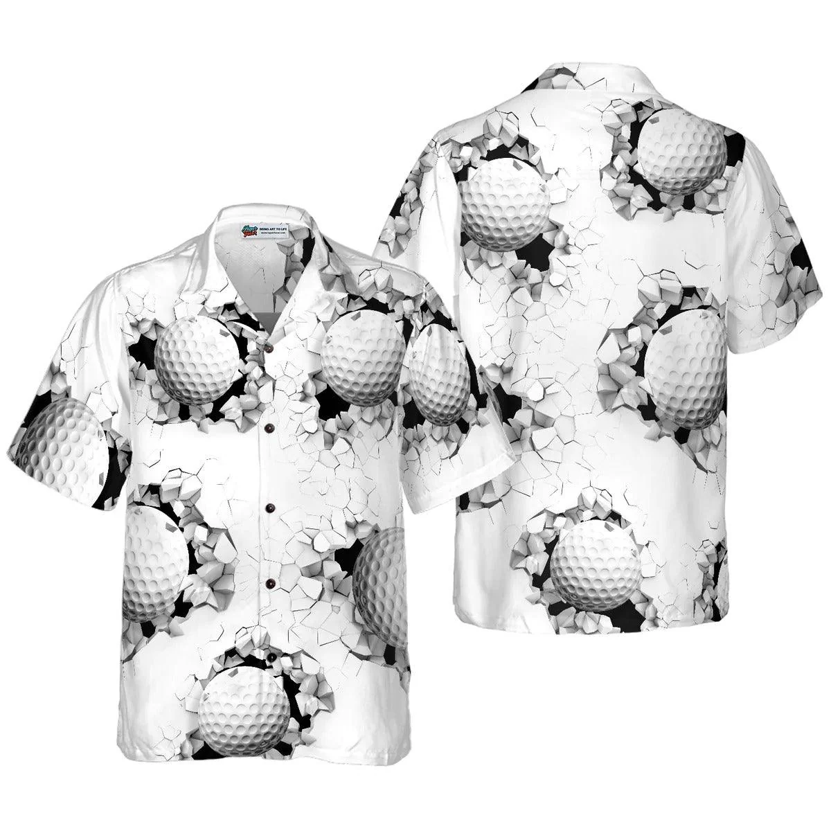 Golf Aloha Hawaiian Shirt, Golf Ball Breaking Through Wall Hawaiian Shirt, Golf Aloha Shirt For Summer - Perfect Gift For Men, Women, Golf Lover