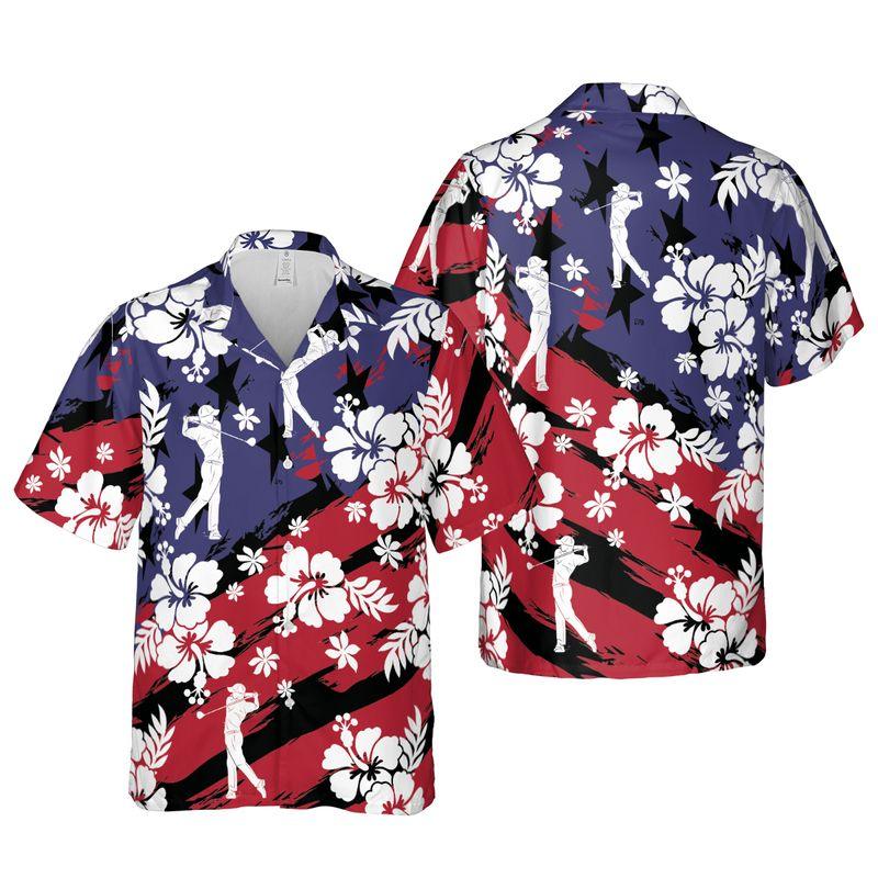 Golf Aloha Hawaiian Shirts For Summer, Sports Beach Tropical American Flag Hawaiian Shirt For Men Women, Beach Wear Golf Gift For Golfers, Golf Lovers - Image 4