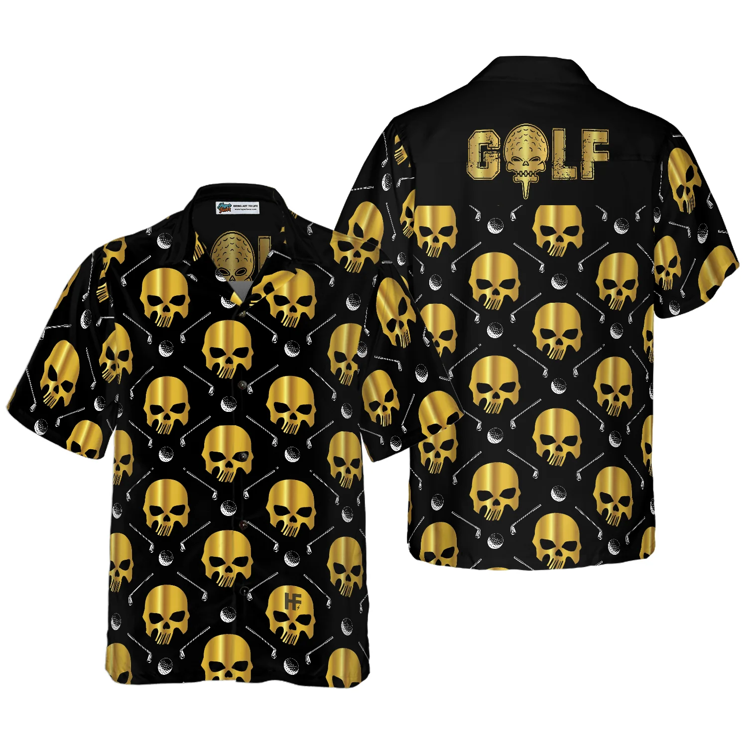 Golf Hawaiian Shirts, Golf And Golden Skull Pattern Aloha Hawaiian Shirt For Summer - Gift For Men Women, Friend, Team, Golf Lovers