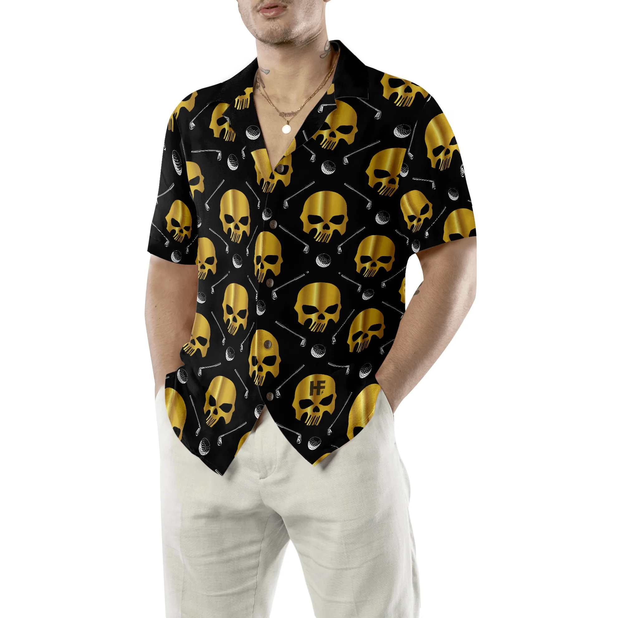 Golf Hawaiian Shirts, Golf And Golden Skull Pattern Aloha Hawaiian Shirt For Summer - Gift For Men Women, Friend, Team, Golf Lovers - Image 5
