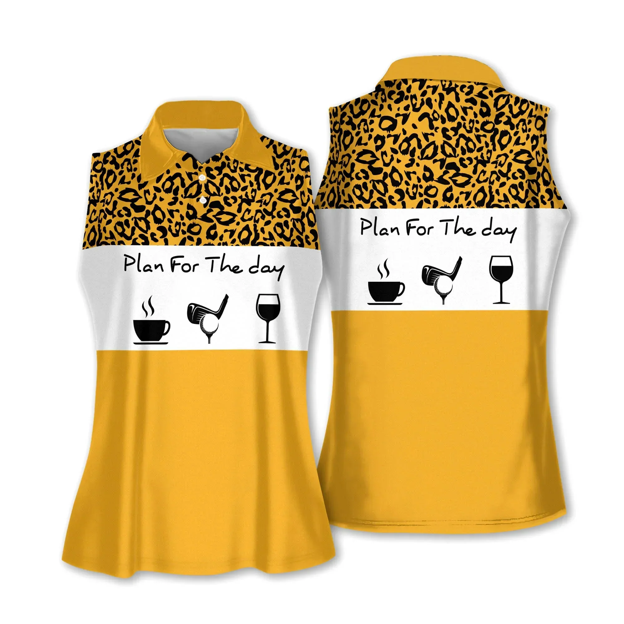 Golf And Wine Women Polo Shirt, Plan For The Day Leopard Pattern Multicolor Women Polo Shirt - Gift For Mother's Day, Golfers, Golf Lover - Image 7