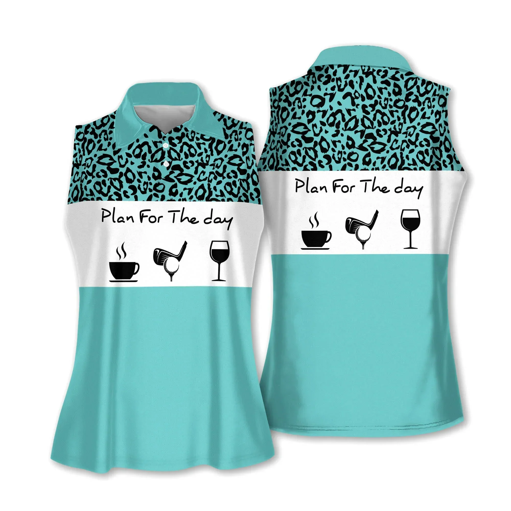Golf And Wine Women Polo Shirt, Plan For The Day Leopard Pattern Multicolor Women Polo Shirt - Gift For Mother's Day, Golfers, Golf Lover - Image 8