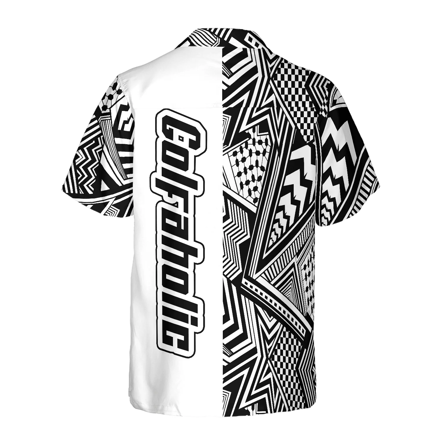 Golf Custom Name Hawaiian Shirt, Black and White Modern Pattern Golfaholic, Personalized Colorful Summer Aloha Hawaiian Shirt For Men Women - Image 2