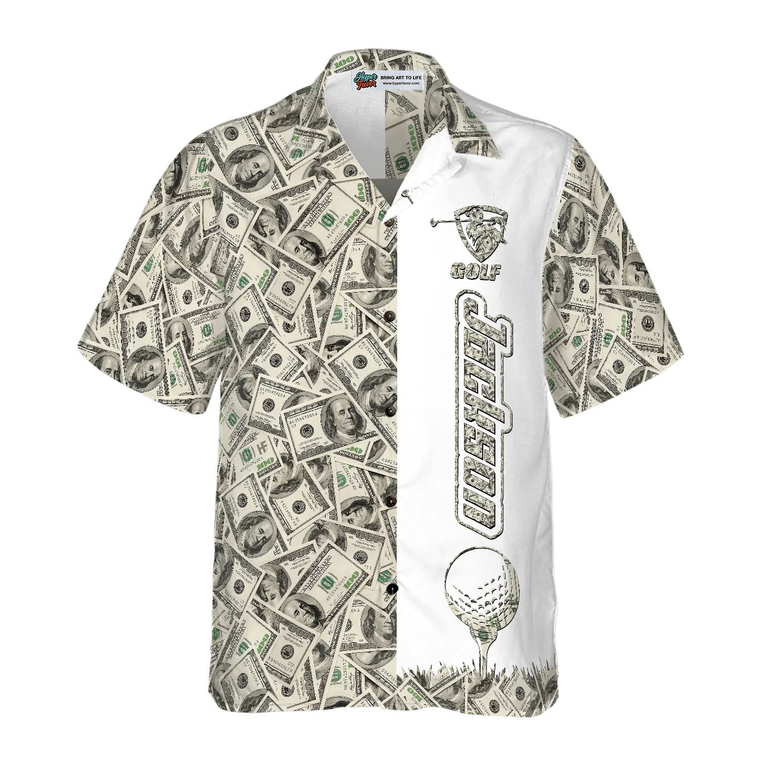 Golf Hawaiian Shirt Custom Name, Dollar Pattern Colorful Summer PersonalizedAloha Hawaiian Shirt For Men Women, Gift For Friend, Family, Husband, Wife - Image 3