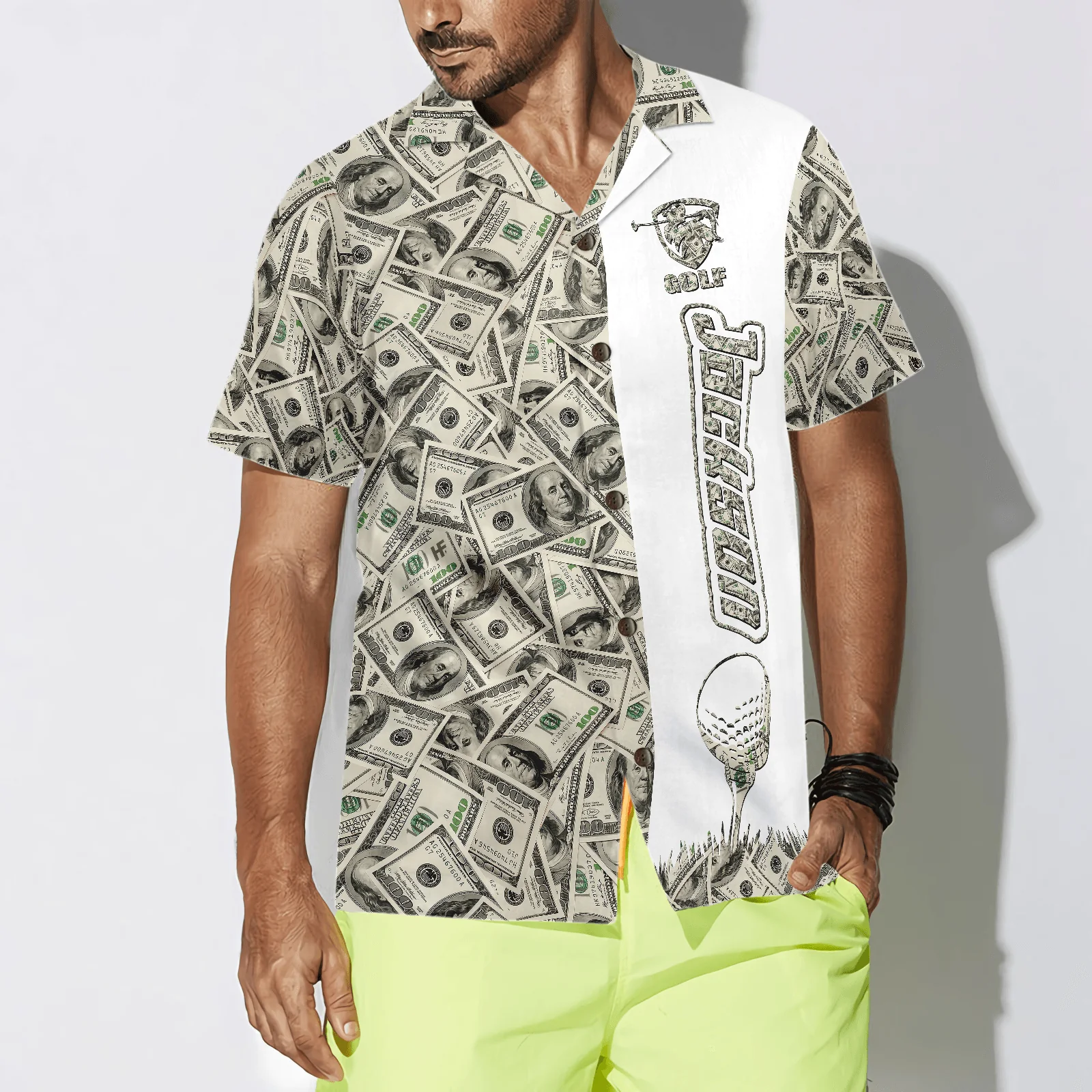 Golf Hawaiian Shirt Custom Name, Dollar Pattern Colorful Summer PersonalizedAloha Hawaiian Shirt For Men Women, Gift For Friend, Family, Husband, Wife - Image 4