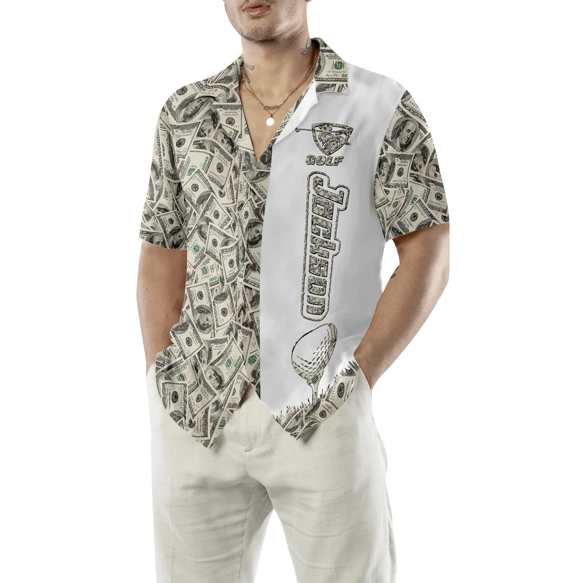 Golf Hawaiian Shirt Custom Name, Dollar Pattern Colorful Summer PersonalizedAloha Hawaiian Shirt For Men Women, Gift For Friend, Family, Husband, Wife - Image 5