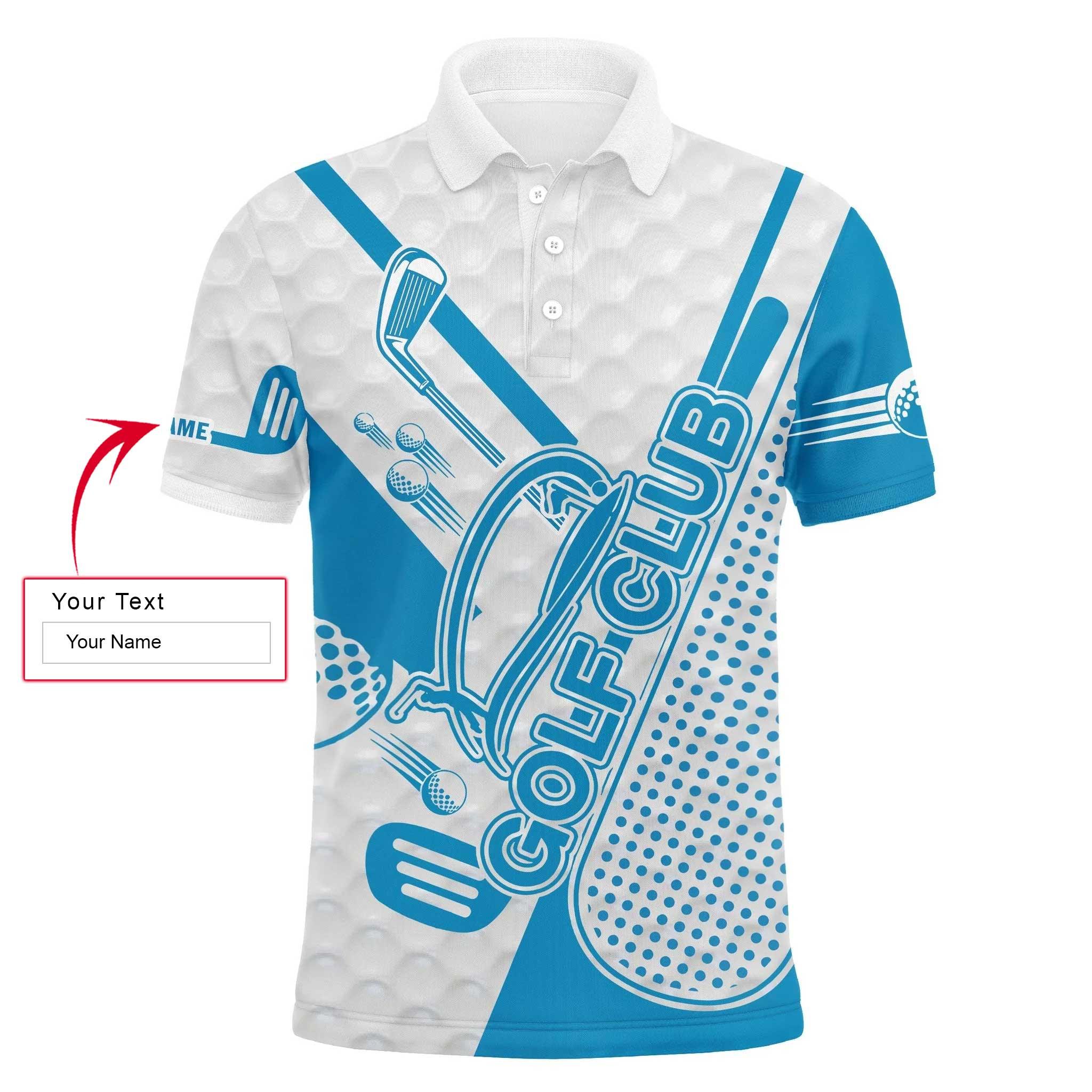 Golf Custom Name Men's Long Sleeve Polo Shirt - Blue Golf Club Apparel - Personalized Best Gift For Golf Lover, Team, Golfer, Men - Image 3