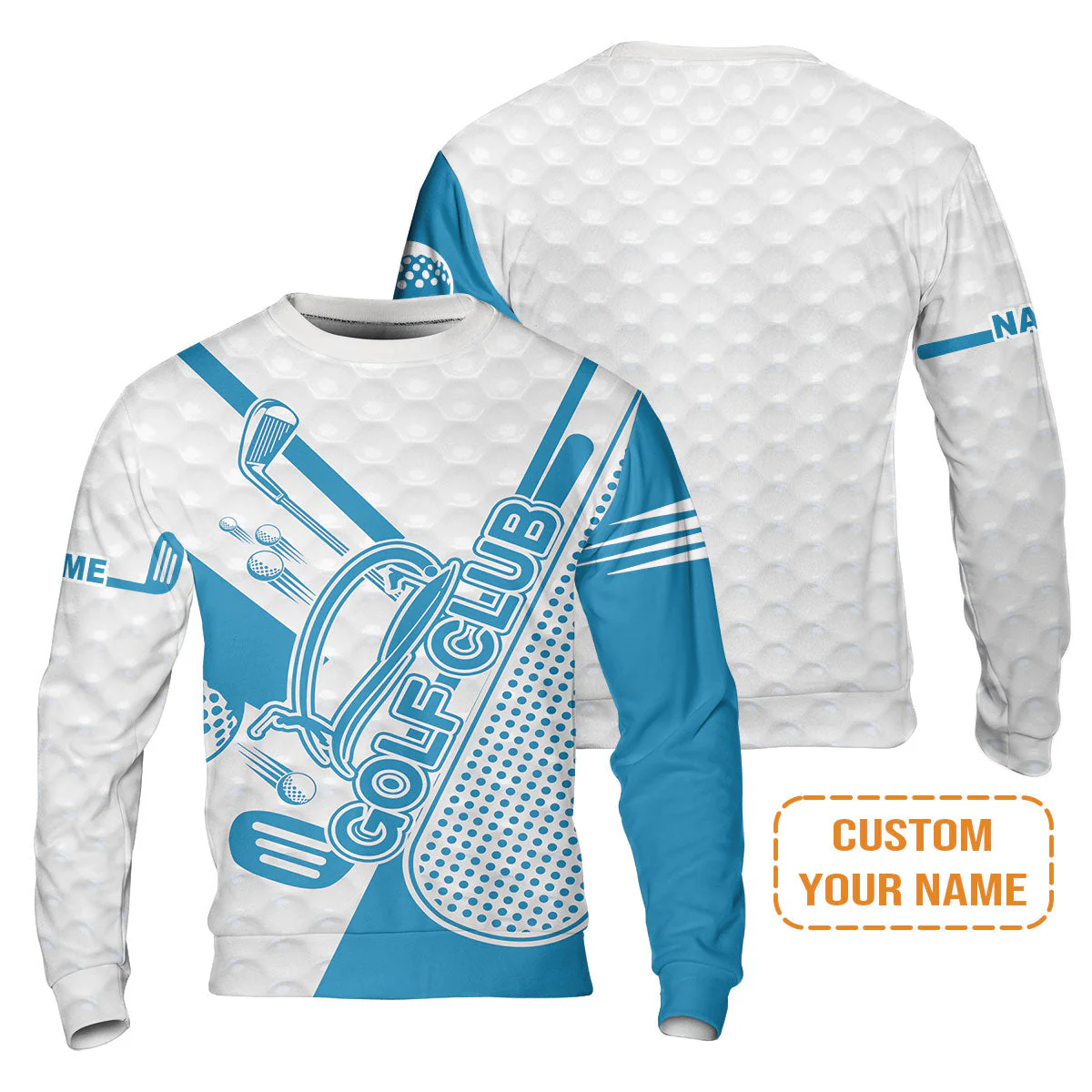 Golf Custom Name Men's Long Sleeve Polo Shirt - Blue Golf Club Apparel - Personalized Best Gift For Golf Lover, Team, Golfer, Men - Image 5