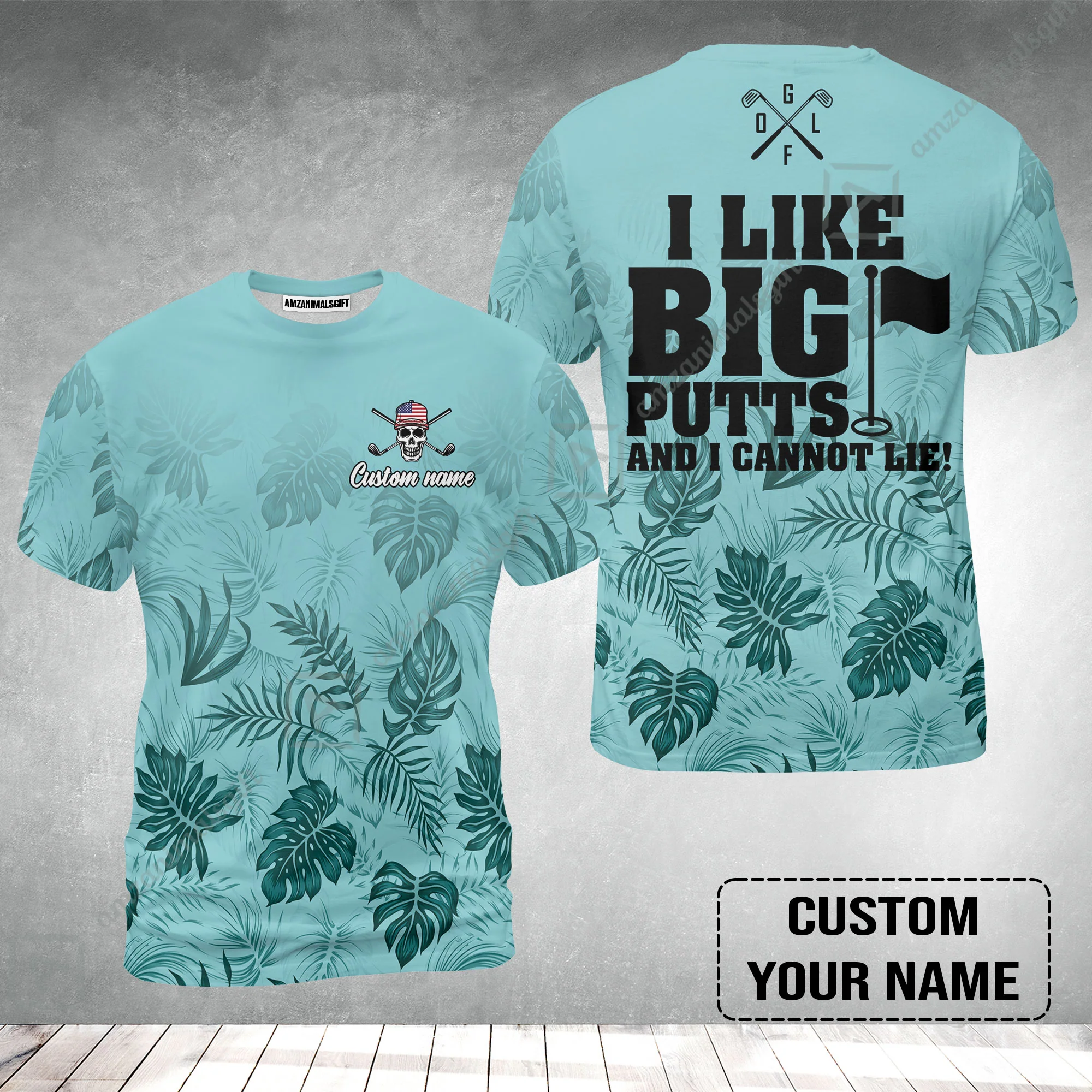 Golf Custom Name T-Shirt - I Like Big Putts And I Cannot Lie Personalized T-Shirt - Image 2