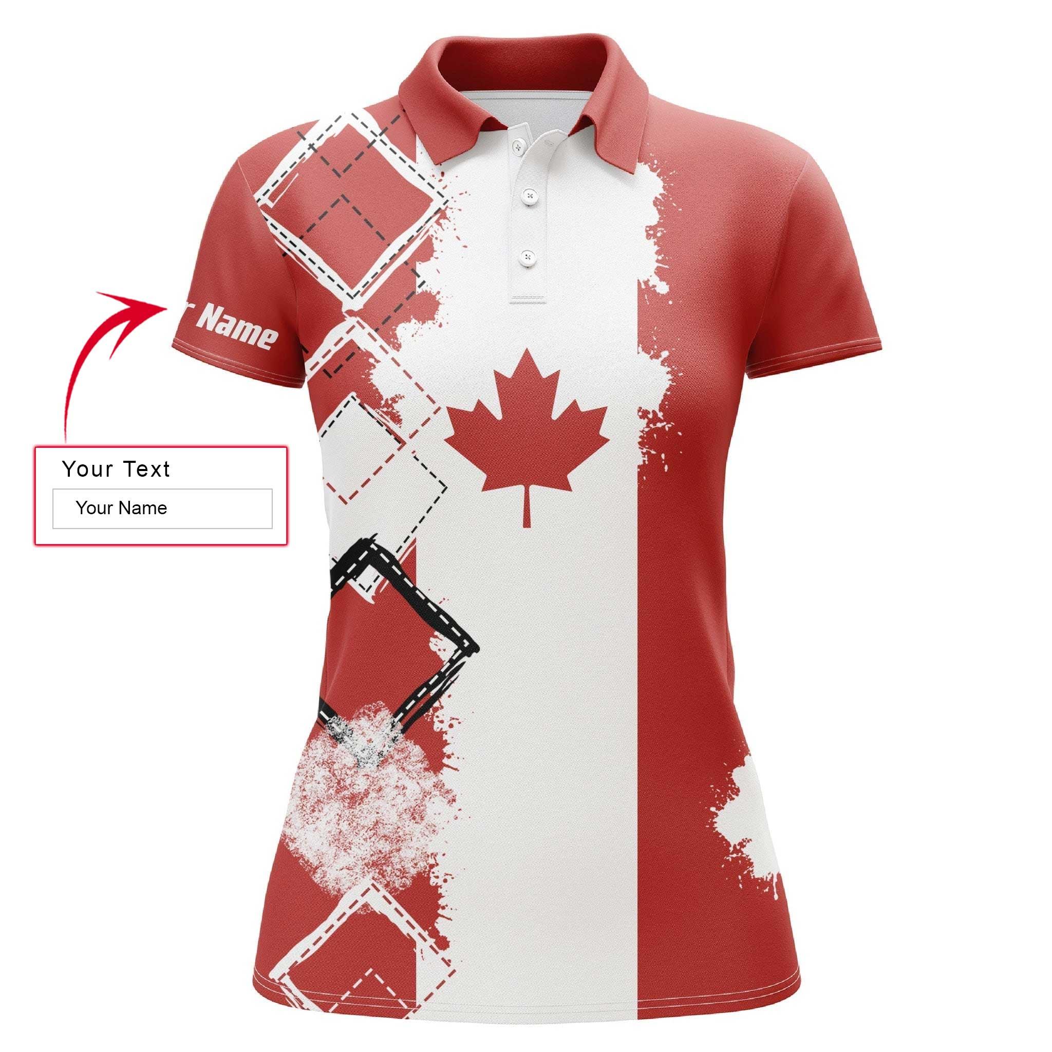 Golf Custom Name Women Polo Shirt, Canada Flag Patriot Personalized Outfit Women Polo Shirts, Golf Tops, Gift For Ladies, Golf Lovers, Golfers