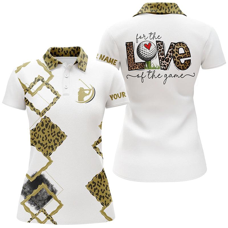 Golf Custom Name Women Polo Shirt, For The Love Of The Game, Leopard Golf Personalized Women Polo Shirts, Golfing Gift For Ladies, Golfers, Golf Lover - Image 2