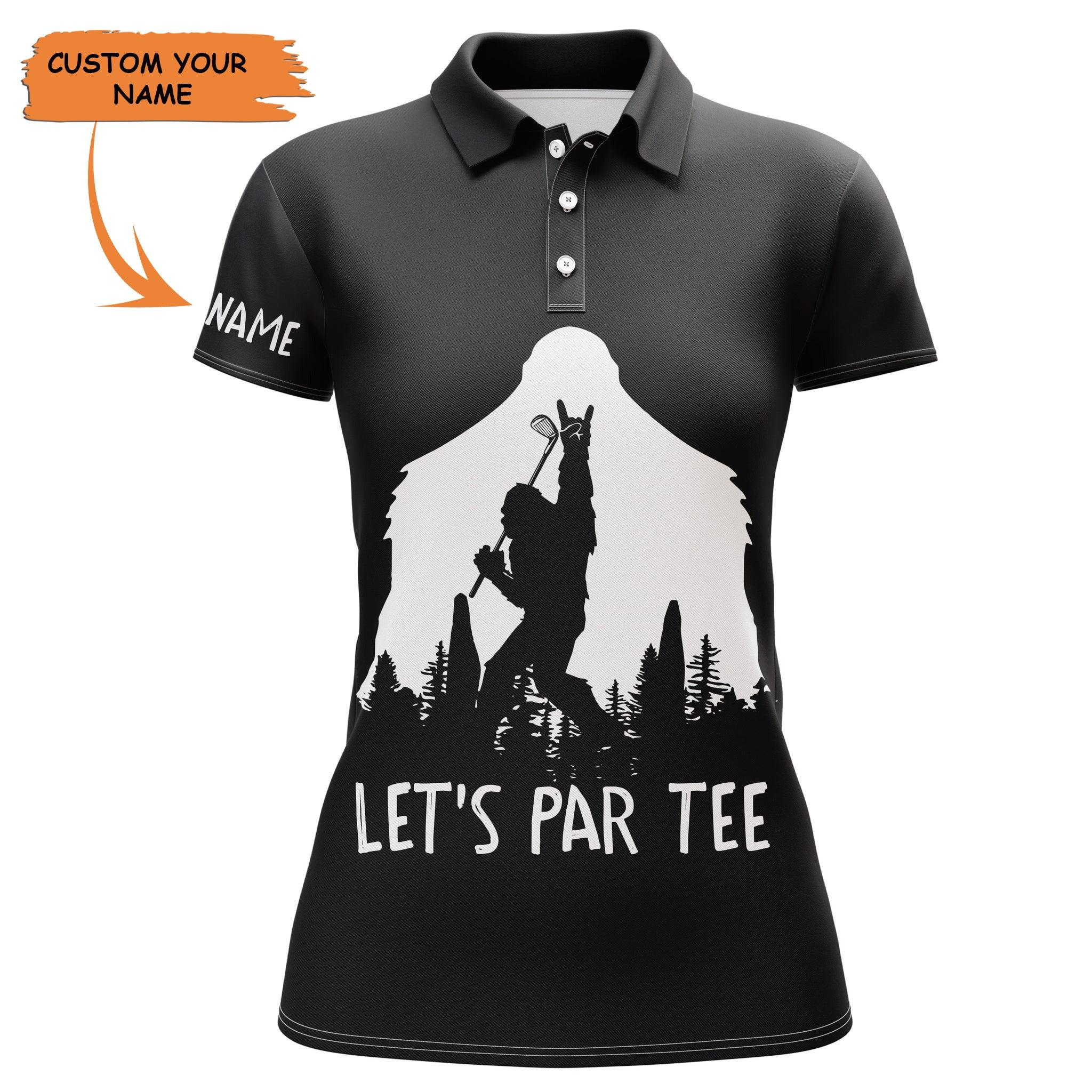 Golf Custom Name Women Polo Shirt, Funny Bigfoot Let's Par Tee Personalized Women Polo Shirt - Perfect Gift For Ladies, Golf Lovers, Golfers
