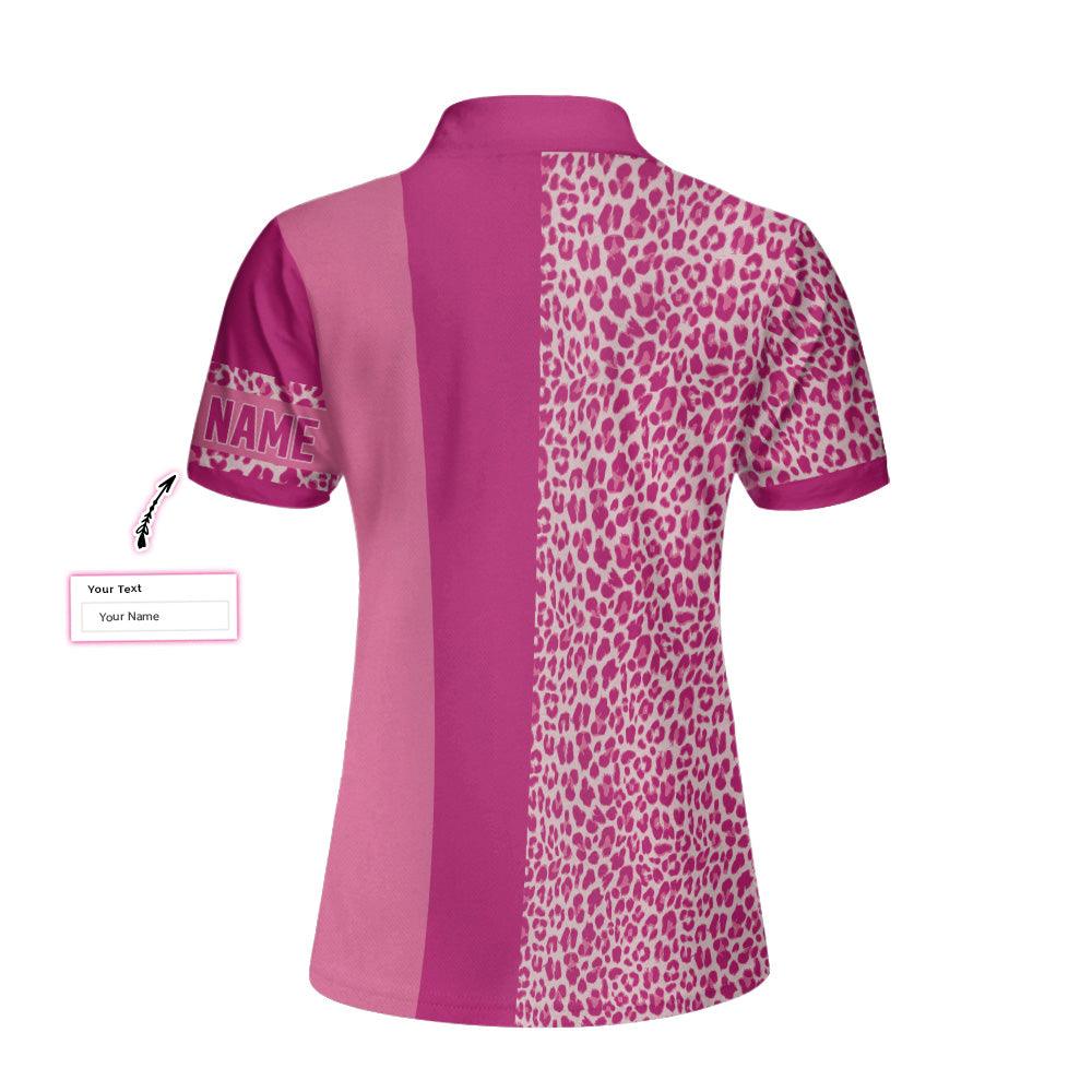 Golf Custom Name Women Polo Shirt, Golf Hair Don't Care, Pink Leopard Golfing Personalized Women Polo Shirts, Gift For Ladies, Golf Lovers, Golfers - Image 2