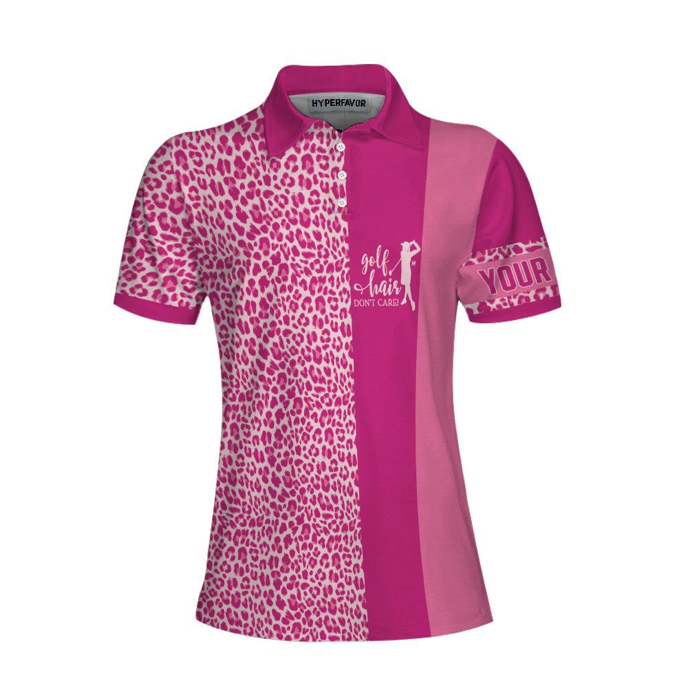 Golf Custom Name Women Polo Shirt, Golf Hair Don't Care, Pink Leopard Golfing Personalized Women Polo Shirts, Gift For Ladies, Golf Lovers, Golfers - Image 5