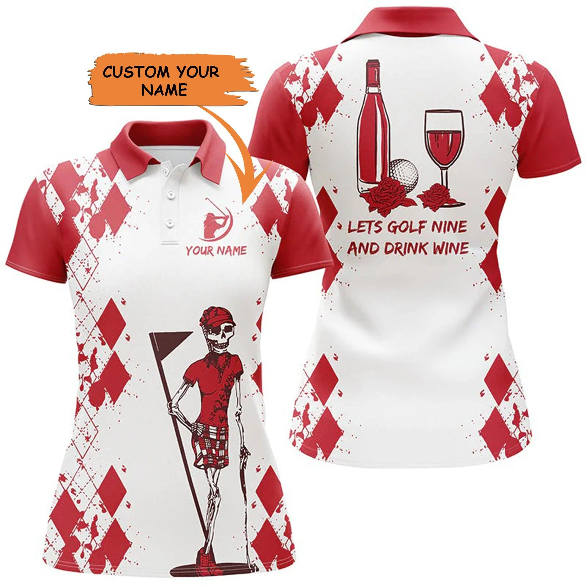 Golf Custom Name Women Polo Shirt, Golf & Wine Let's Golf Nine And Drink Personalized Women Polo Shirt - Perfect Gift For Ladies, Golf Lovers, Golfers