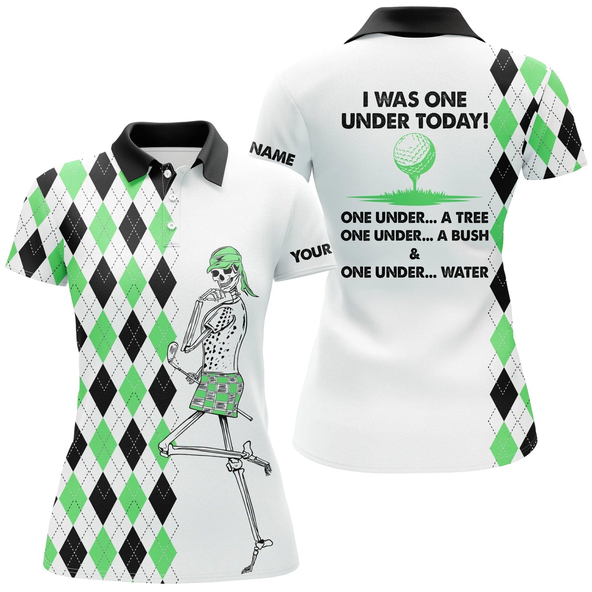 Golf Custom Name Women Polo Shirt, I Was One Under Today A Tree, Bush And Water Skull Personalized Women Polo Shirts, Golfing Gift For Ladies, Golfers - Image 4