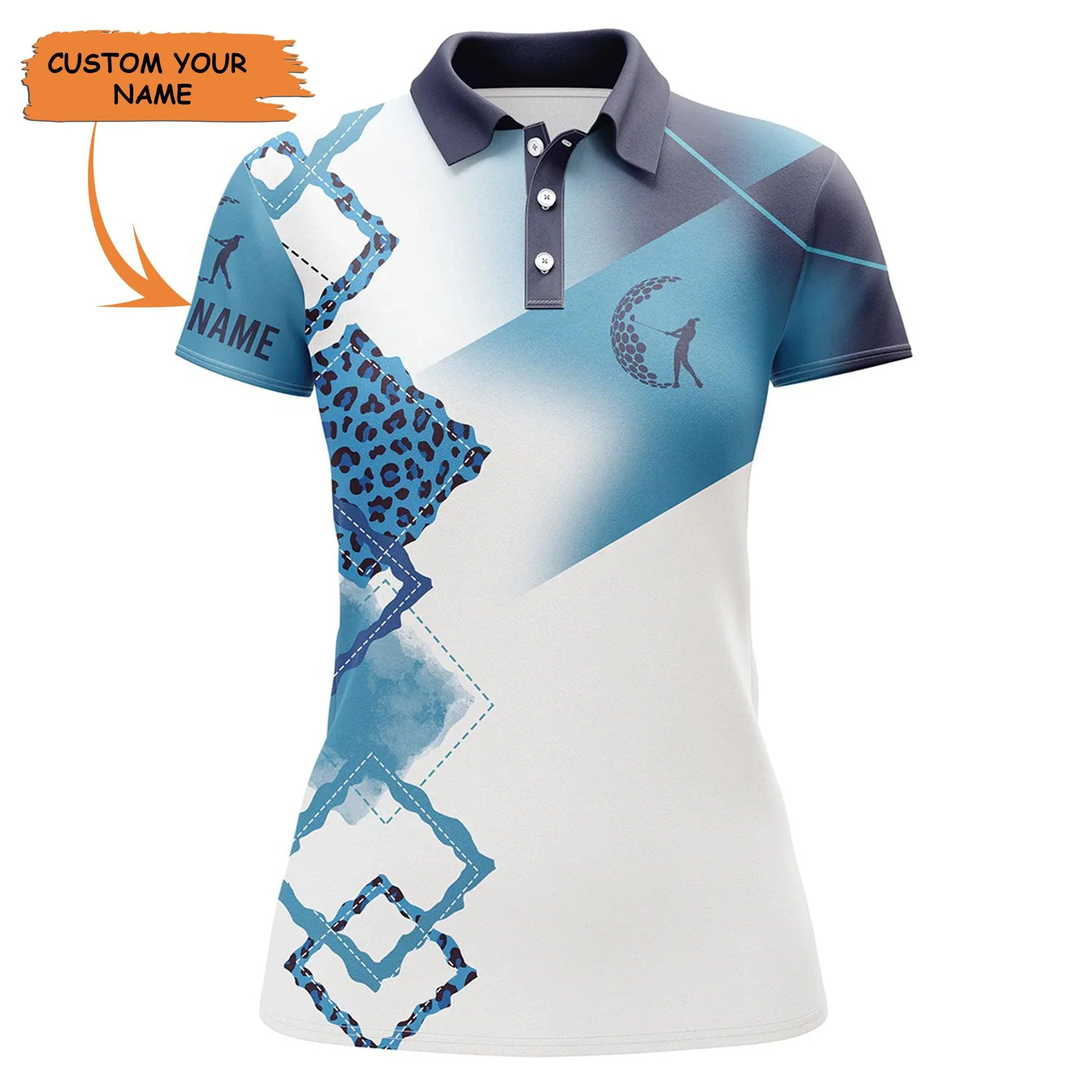 Golf Custom Name Women Polo Shirt, Leopard Pattern Multi-color Personalized Women Polo Shirt- Perfect Gift For Ladies, Golf Lovers, Golfers - Image 3