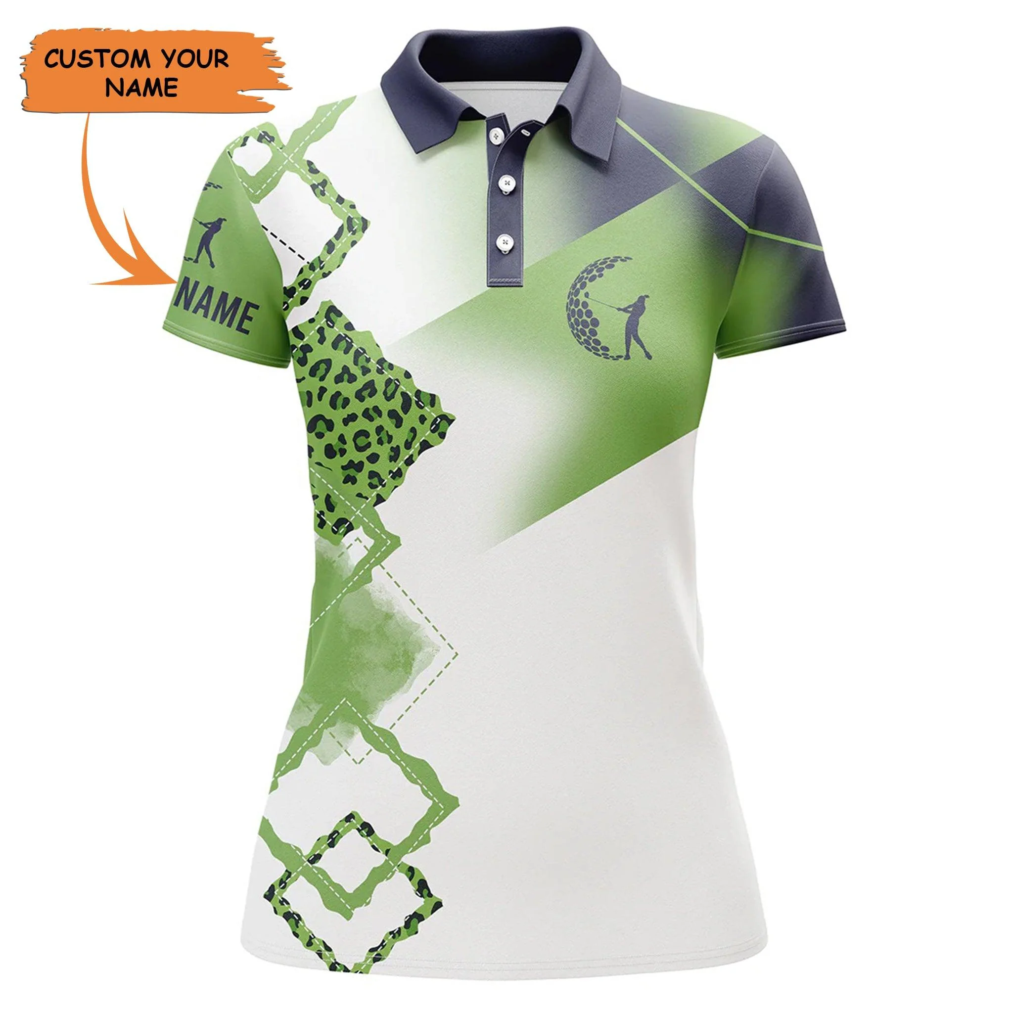 Golf Custom Name Women Polo Shirt, Leopard Pattern Multi-color Personalized Women Polo Shirt- Perfect Gift For Ladies, Golf Lovers, Golfers - Image 4