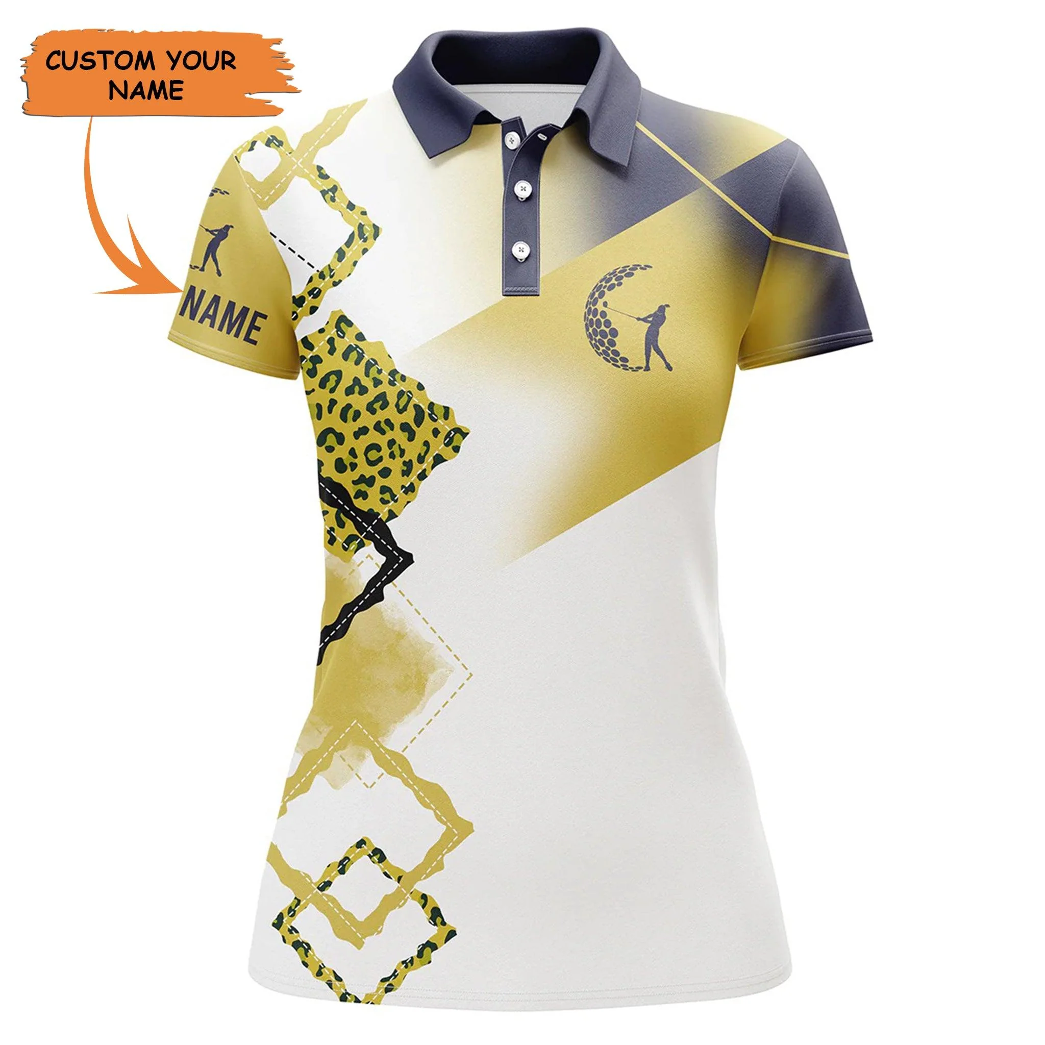 Golf Custom Name Women Polo Shirt, Leopard Pattern Multi-color Personalized Women Polo Shirt- Perfect Gift For Ladies, Golf Lovers, Golfers - Image 5