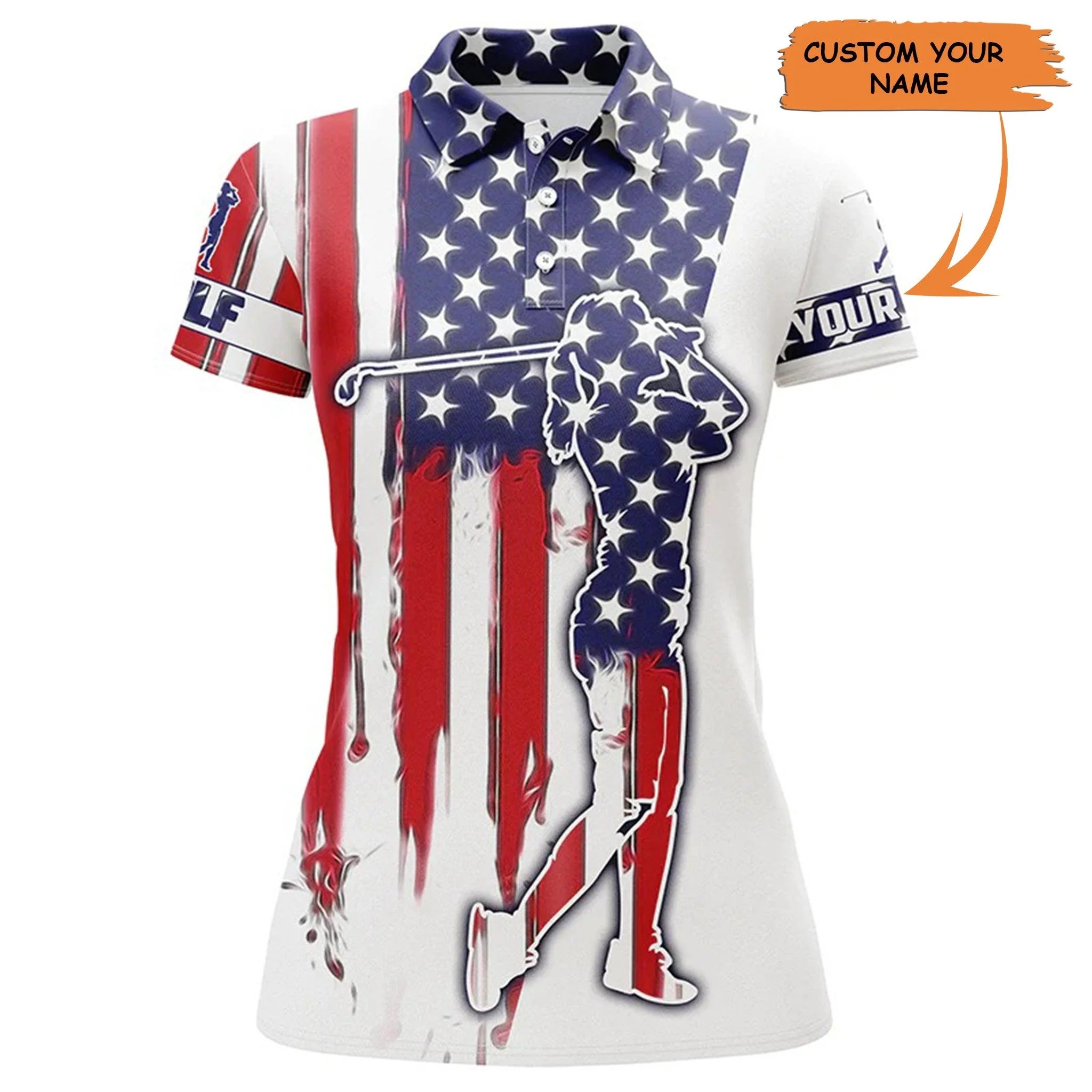 Golf Custom Name Women Polo Shirt, Patriot Golf Gifts American Flag Personalized Women Polo Shirt- Perfect Gift For Ladies, Golf Lovers, Golfers
