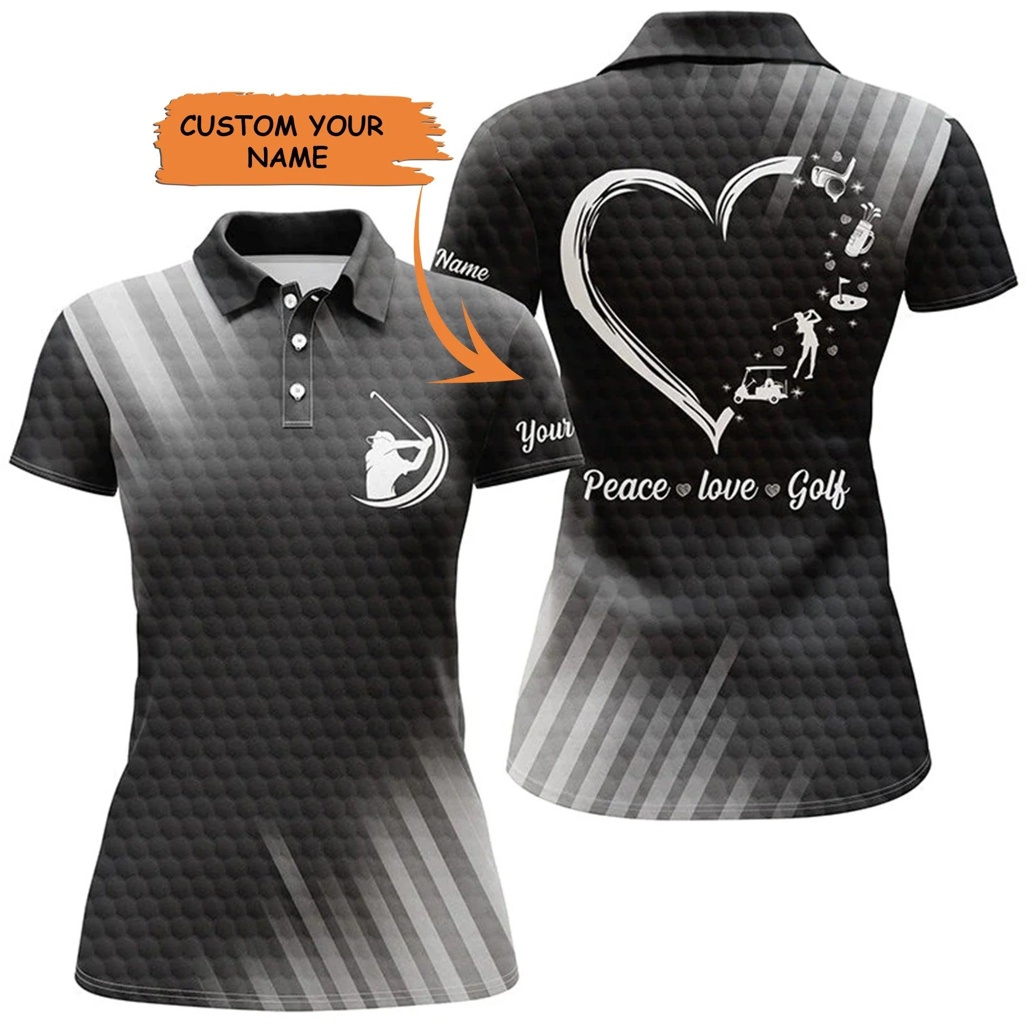 Golf Custom Name Women Polo Shirt, Peace Love Golf Heart Multi-color Personalized Women Polo Shirt - Perfect Gift For Ladies, Golf Lovers, Golfers - Image 5