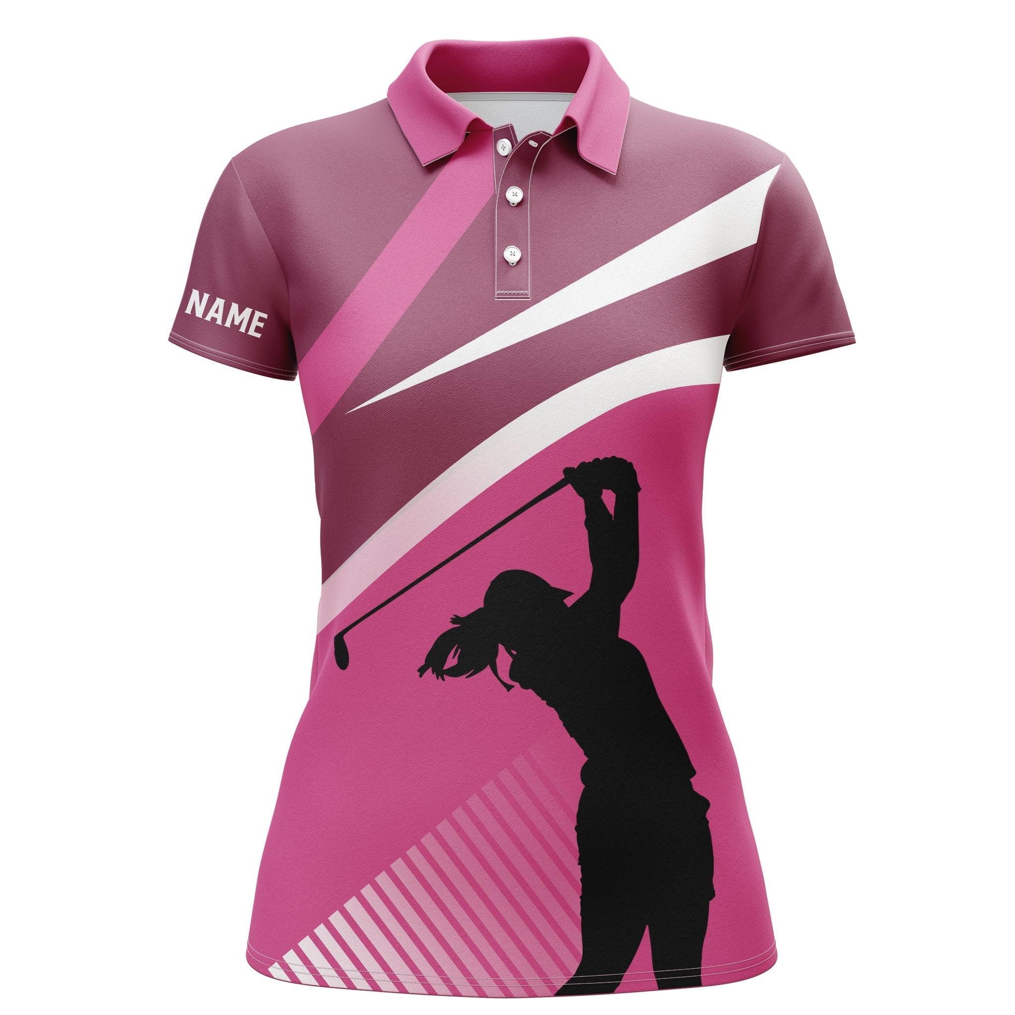 Golf Custom Name Women Polo Shirt, Personalized Pink Women Polo Shirts, Gift For Golfers, Ladies, Golf Sport Lovers - Image 2