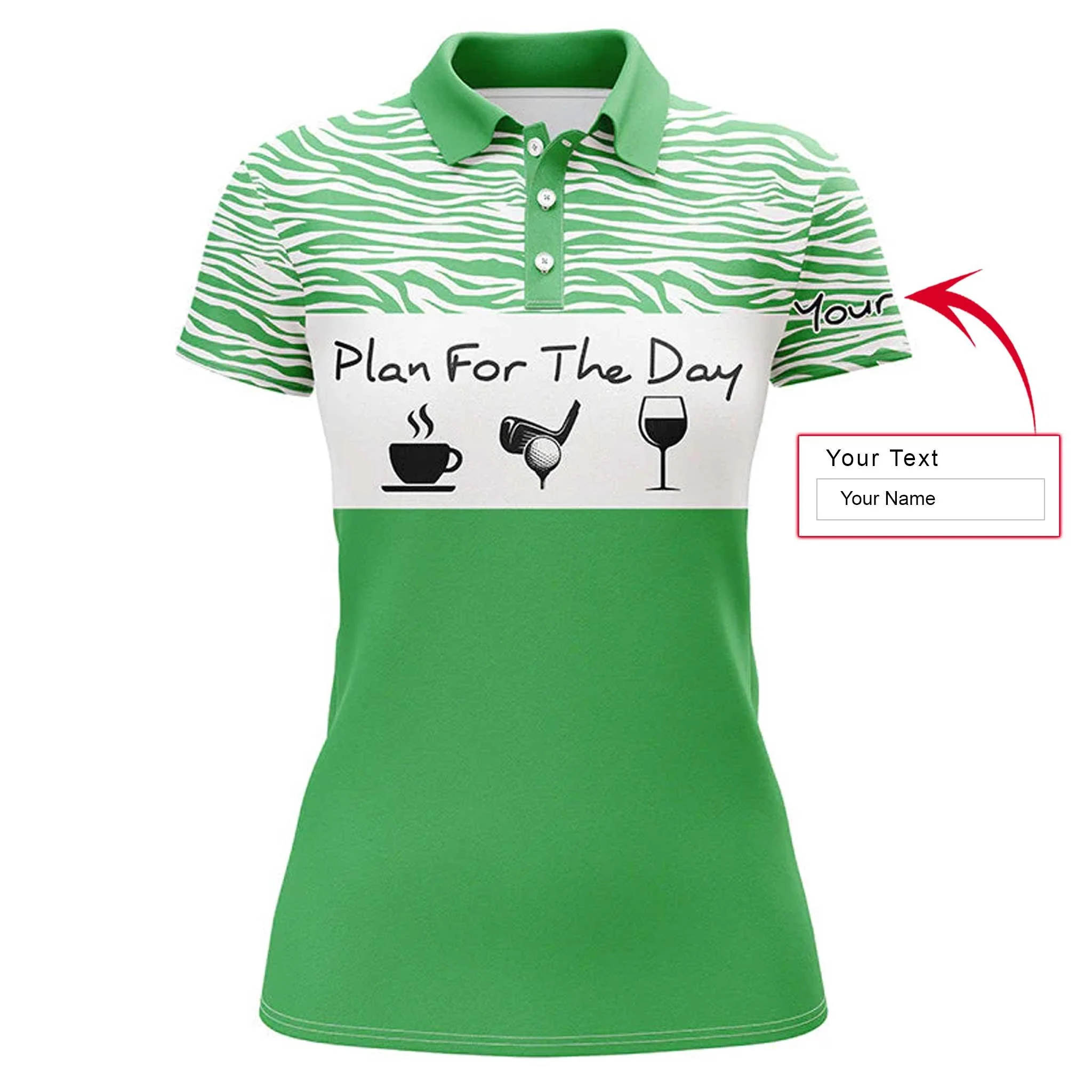 Golf Custom Name Women Polo Shirt, Plan For The Day Coffee Golf Wine, Funny Personalized Women Polo Shirts, Gift For Ladies, Golfers, Golf Lovers - Image 2