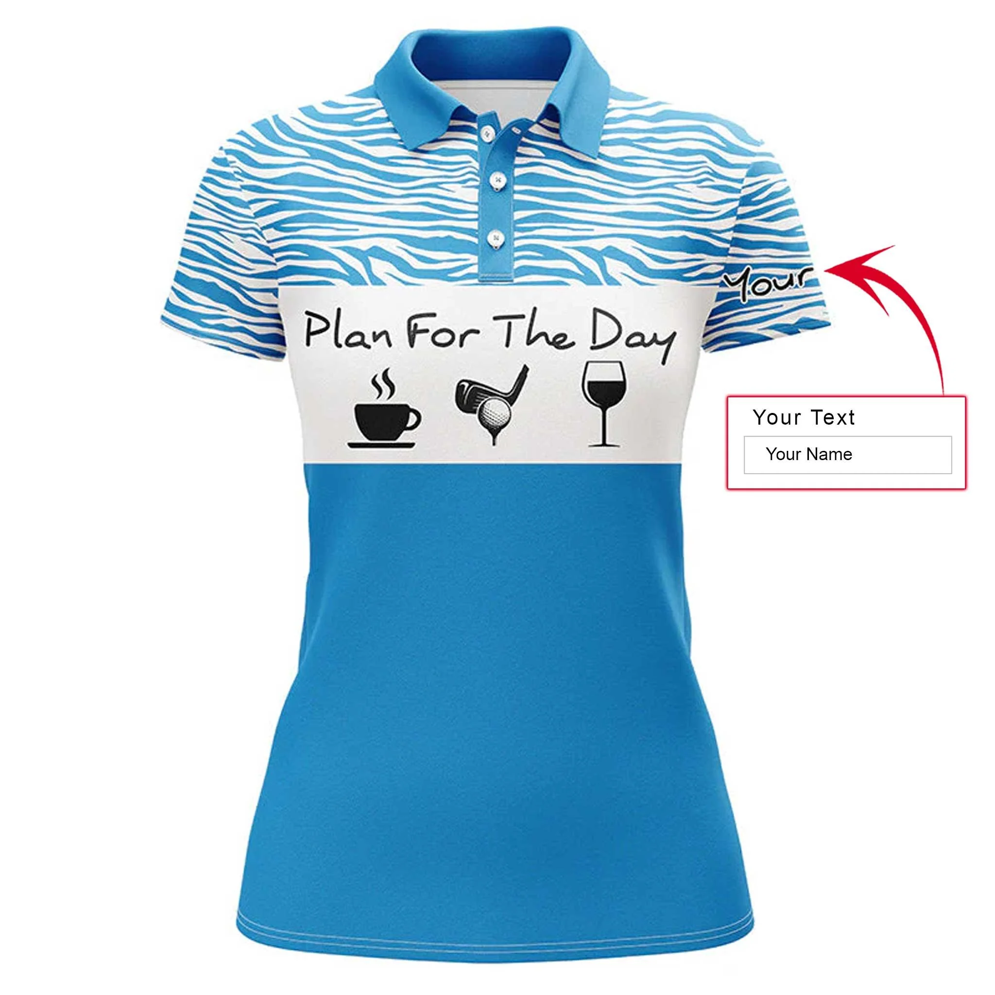 Golf Custom Name Women Polo Shirt, Plan For The Day Coffee Golf Wine, Funny Personalized Women Polo Shirts, Gift For Ladies, Golfers, Golf Lovers - Image 3