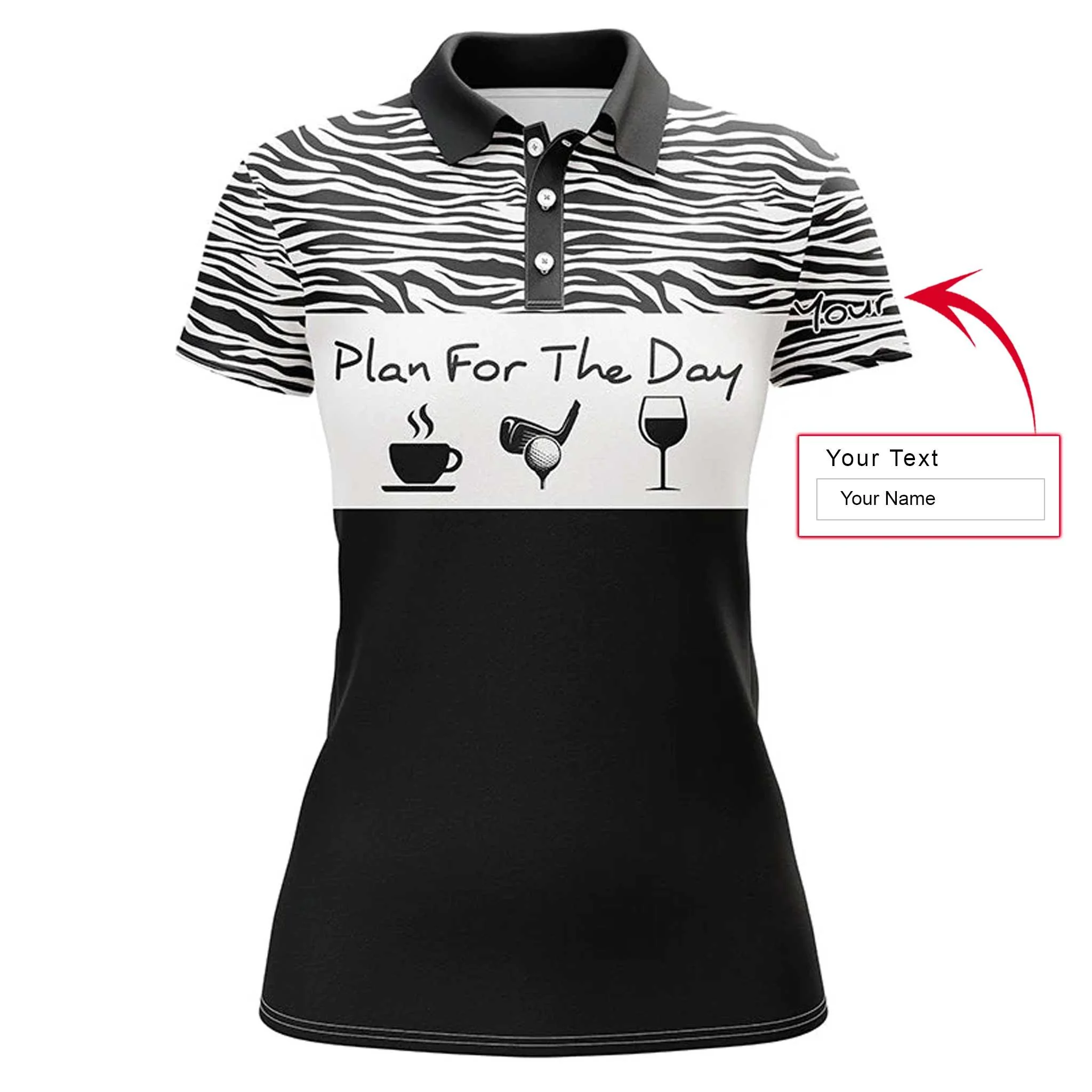 Golf Custom Name Women Polo Shirt, Plan For The Day Coffee Golf Wine, Funny Personalized Women Polo Shirts, Gift For Ladies, Golfers, Golf Lovers - Image 4
