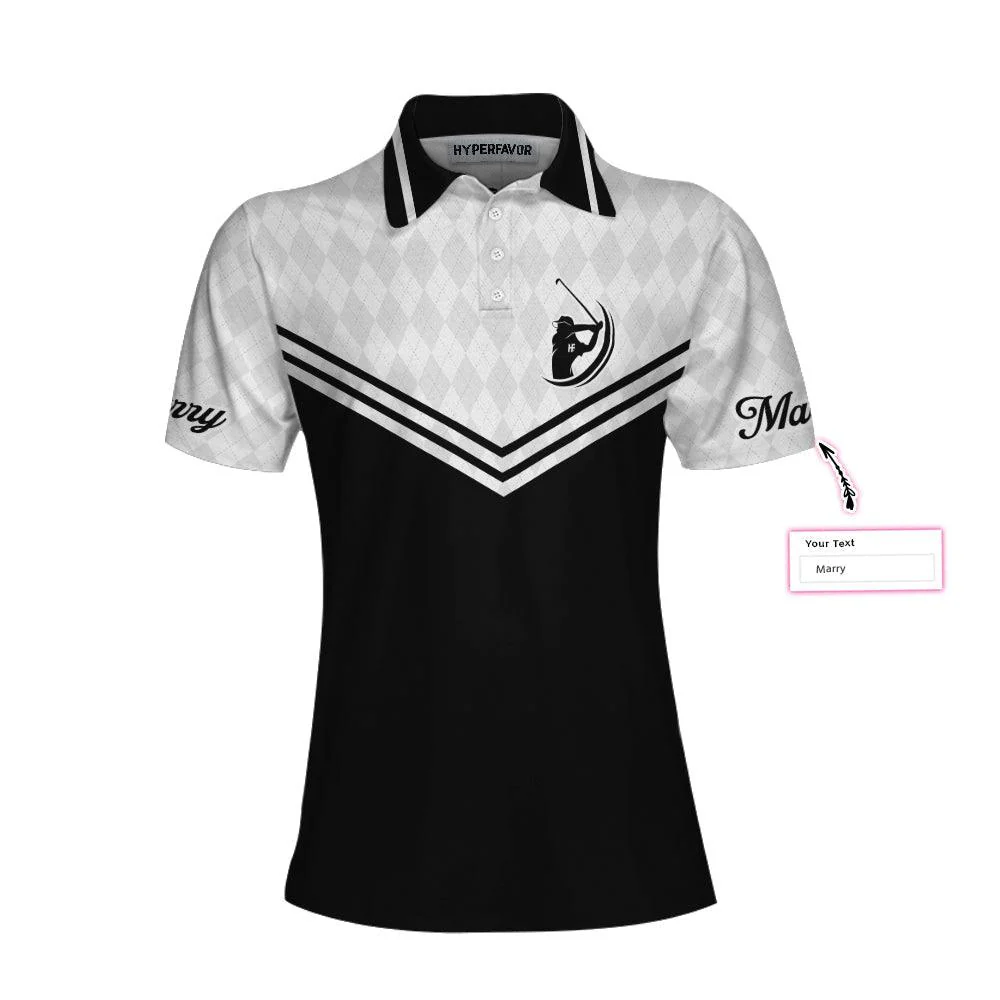 Golf Custom Name Women Polo Shirt, Swing Swear Repeat Black And White Personalized Women Polo Shirts, Golfing Gift For Ladies, Golfers, Golf Lovers - Image 3