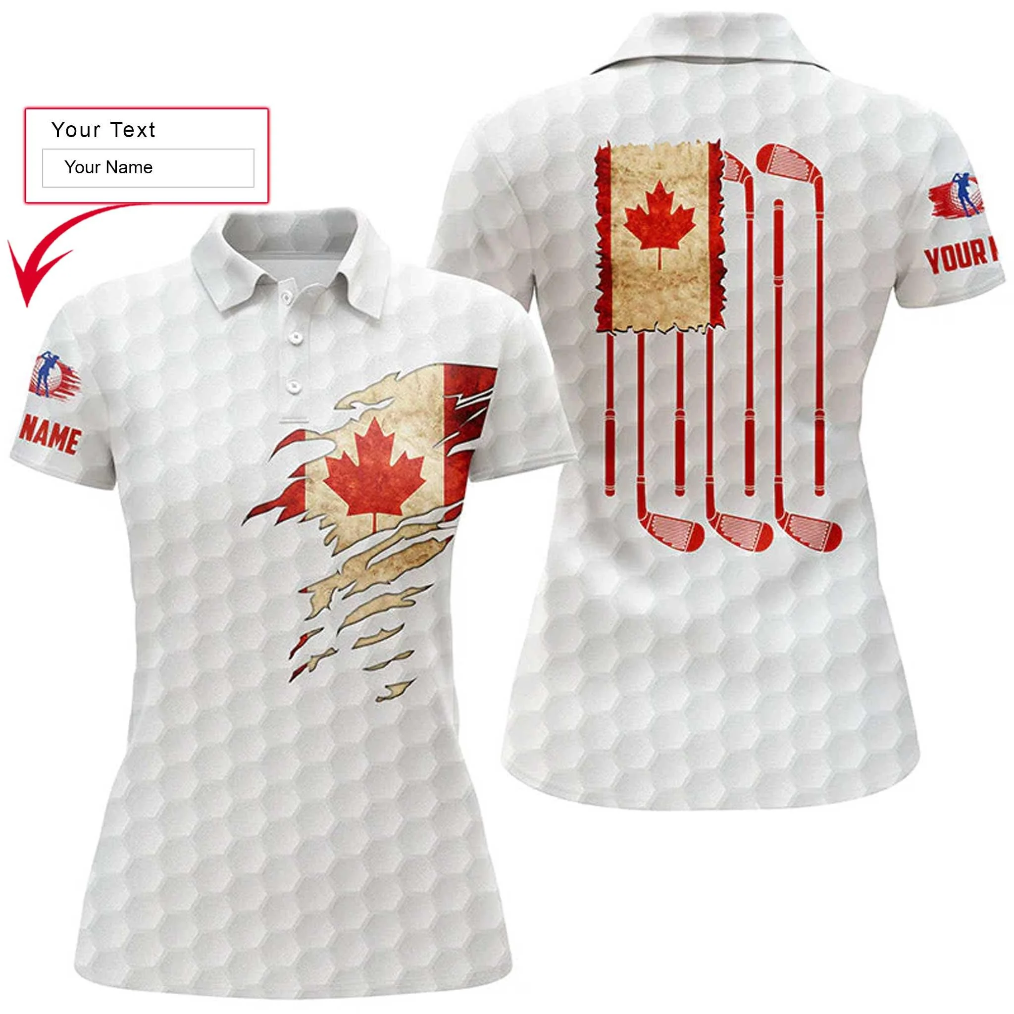 Golf Custom Name Women Polo Shirt, Vintage Canada Flag Golf Clubs Patriot Personalized Outfit Women Polo Shirts, Gift For Ladies, Golf Lovers, Golfers