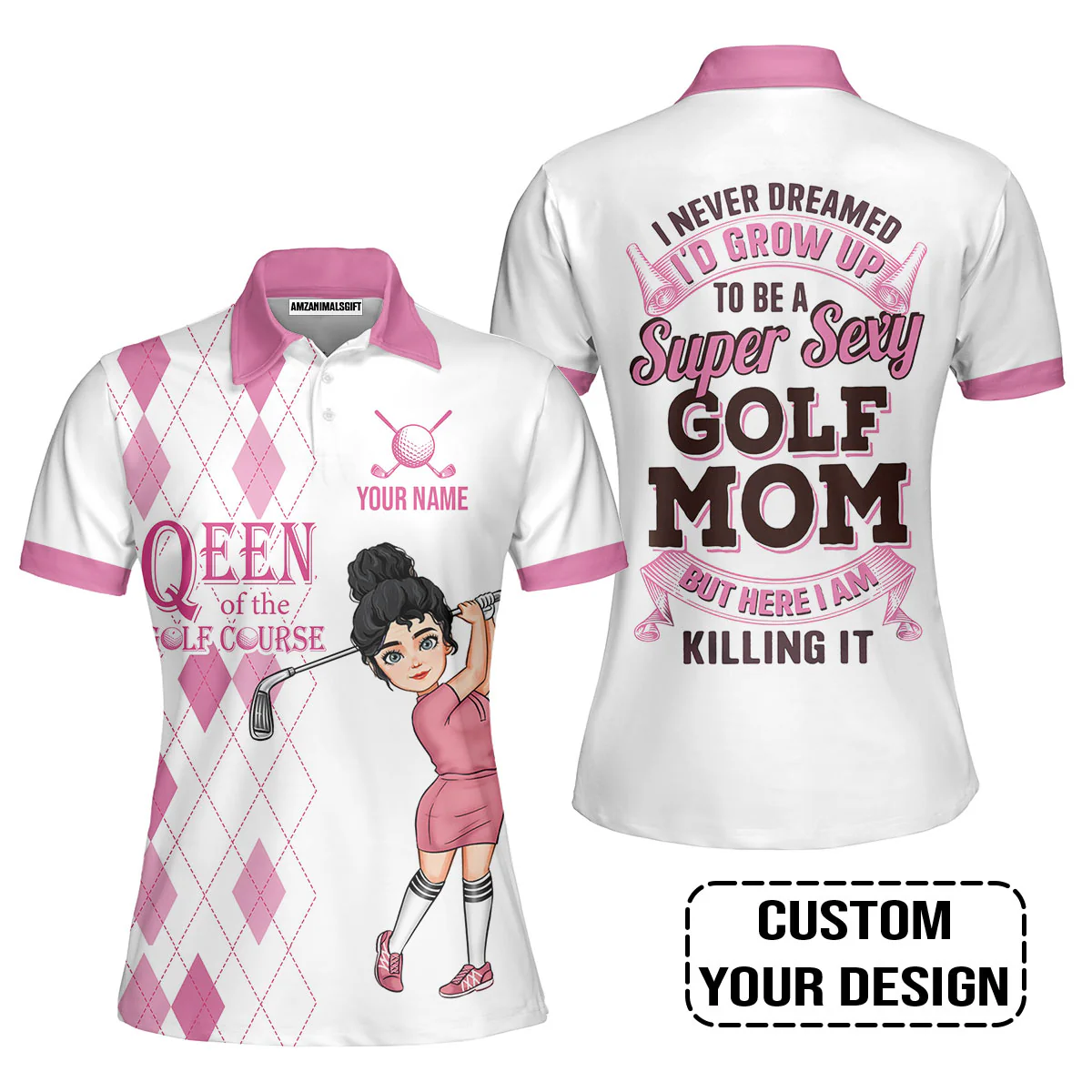 Golf Custom Women Polo Shirt, Queen Of The Golf Course Personalized Women Polo Shirts - Image 2