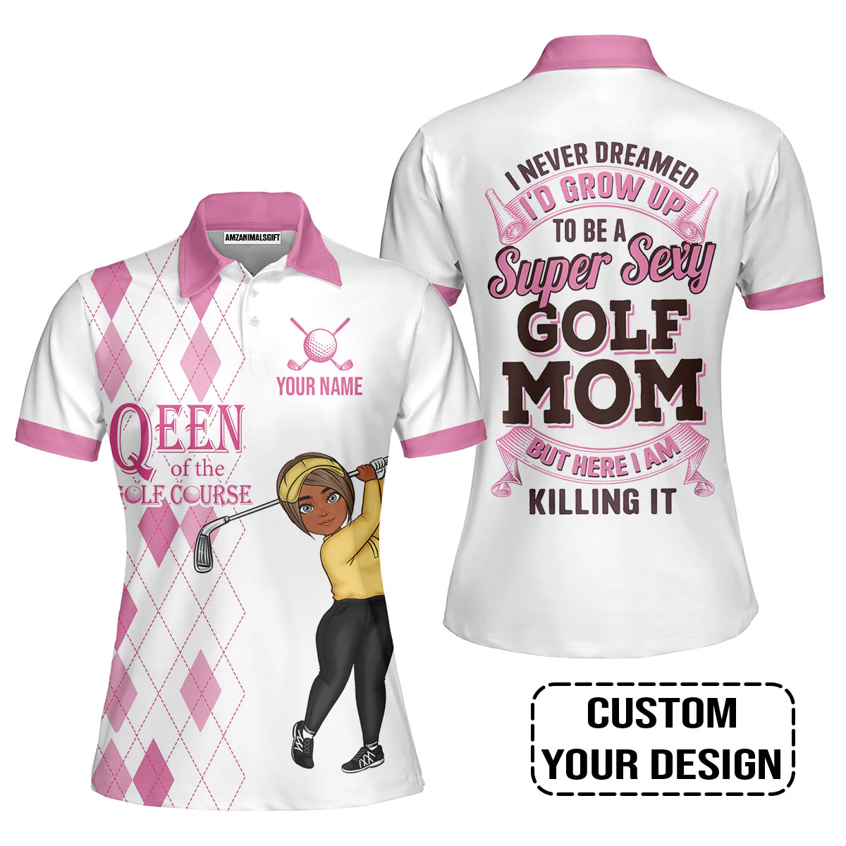 Golf Custom Women Polo Shirt, Queen Of The Golf Course Personalized Women Polo Shirts - Image 3