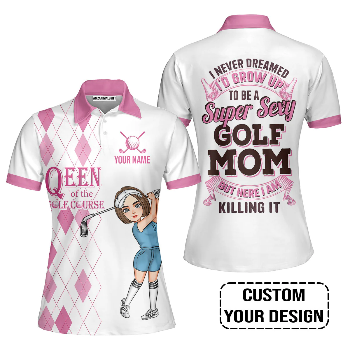 Golf Custom Women Polo Shirt, Queen Of The Golf Course Personalized Women Polo Shirts - Image 4