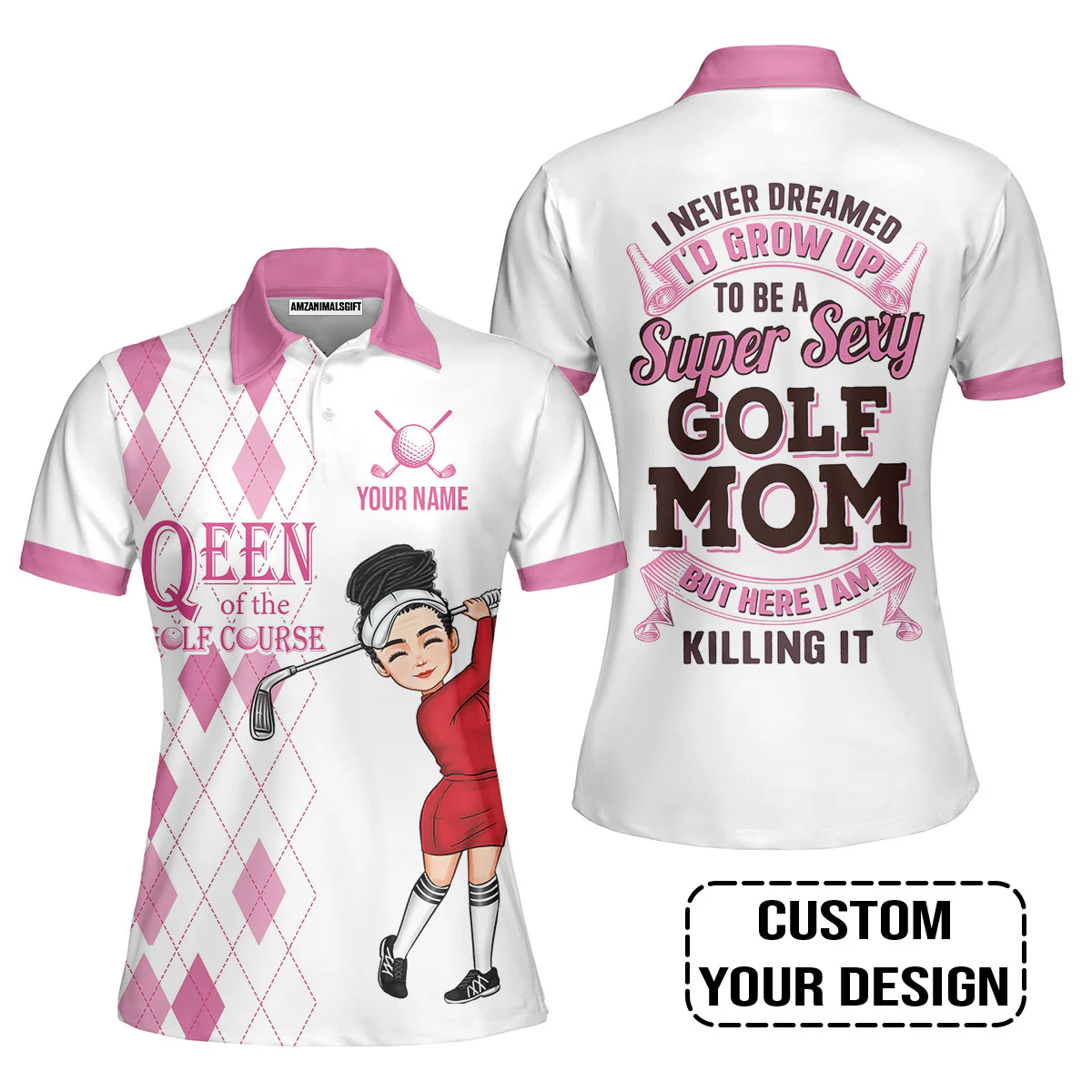 Golf Custom Women Polo Shirt, Queen Of The Golf Course Personalized Women Polo Shirts - Image 5